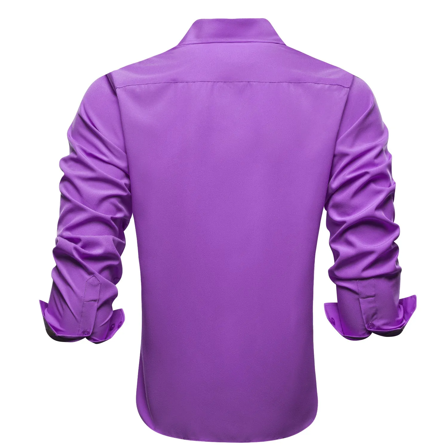 Purple Solid Four-way Stretch Fabric Men's Long Sleeve Shirt sold by Ties2You product image thumbnail 2