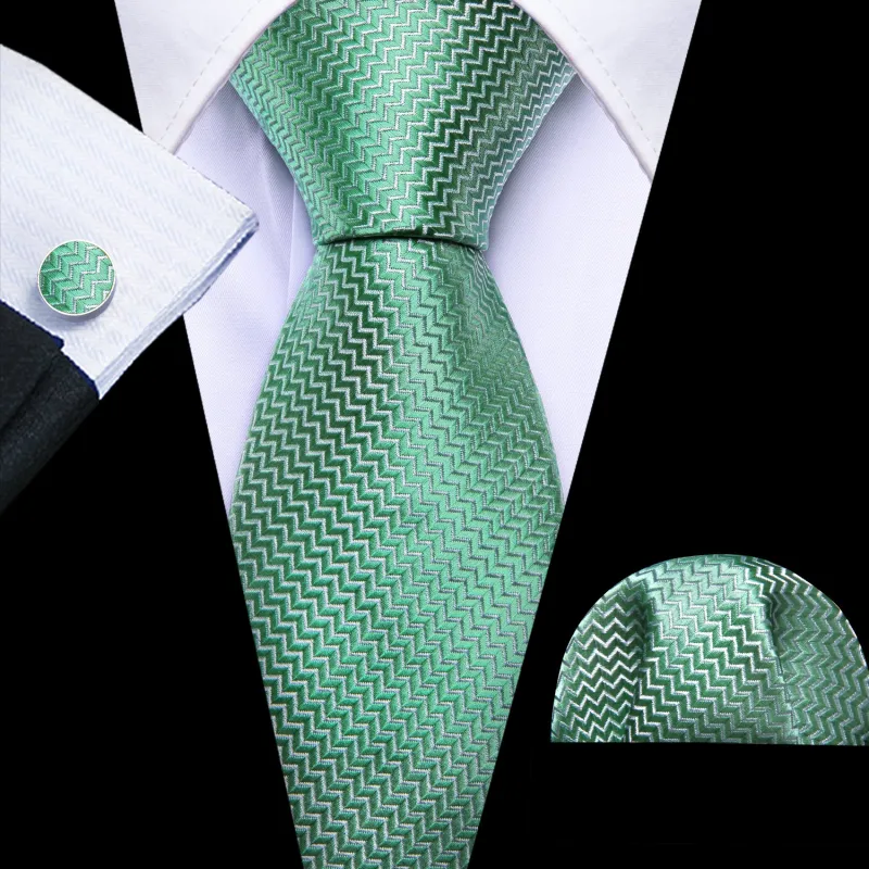 Ties2you Extra Long Tie Mint Green Novelty Woven Men's 63 Inches Tie Pocket Square Cufflinks Set sold by Ties2You