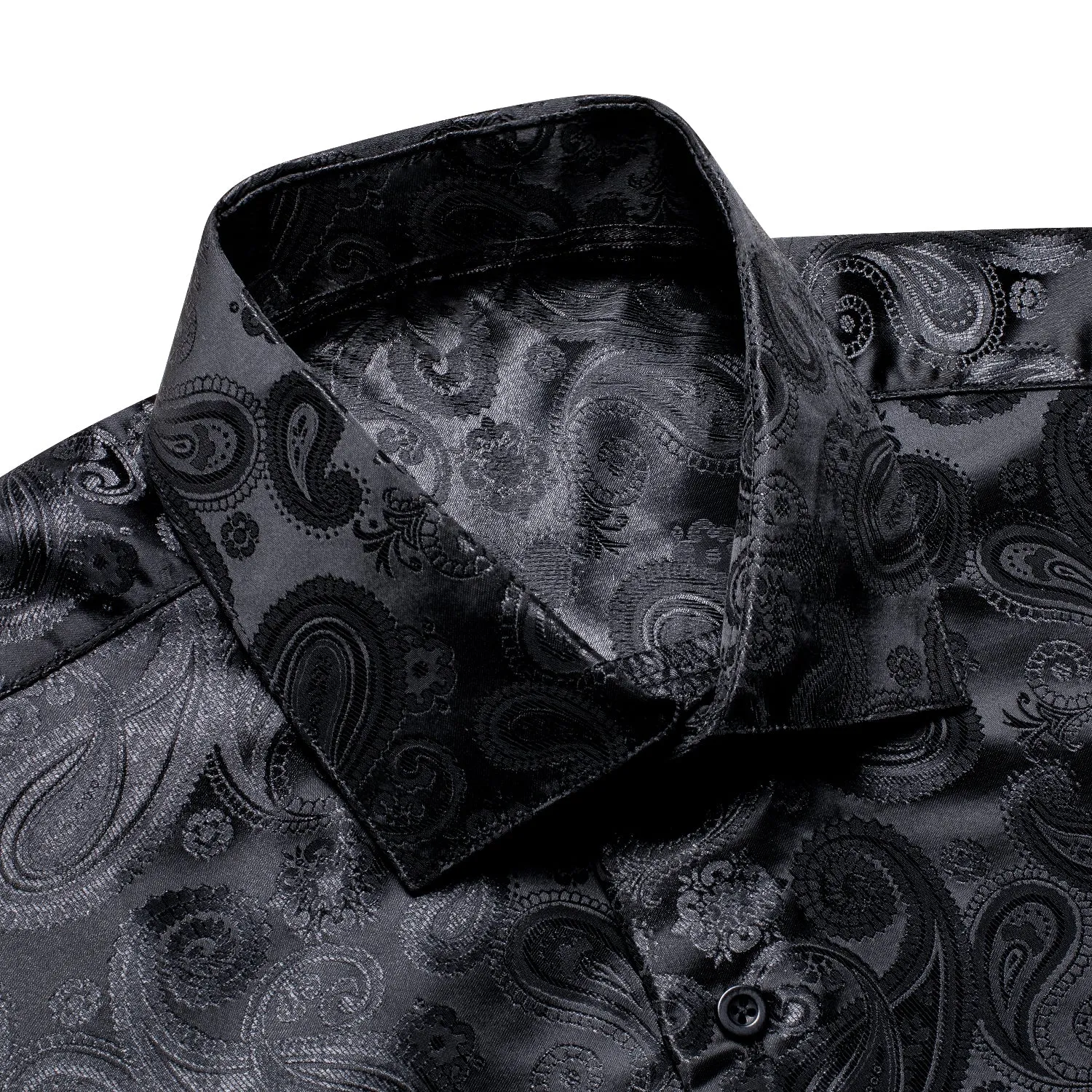 Ties2you Mens Black Dress Shirt Paisley Silk Long Sleeve Button Down Shirt sold by Ties2You product image thumbnail 4