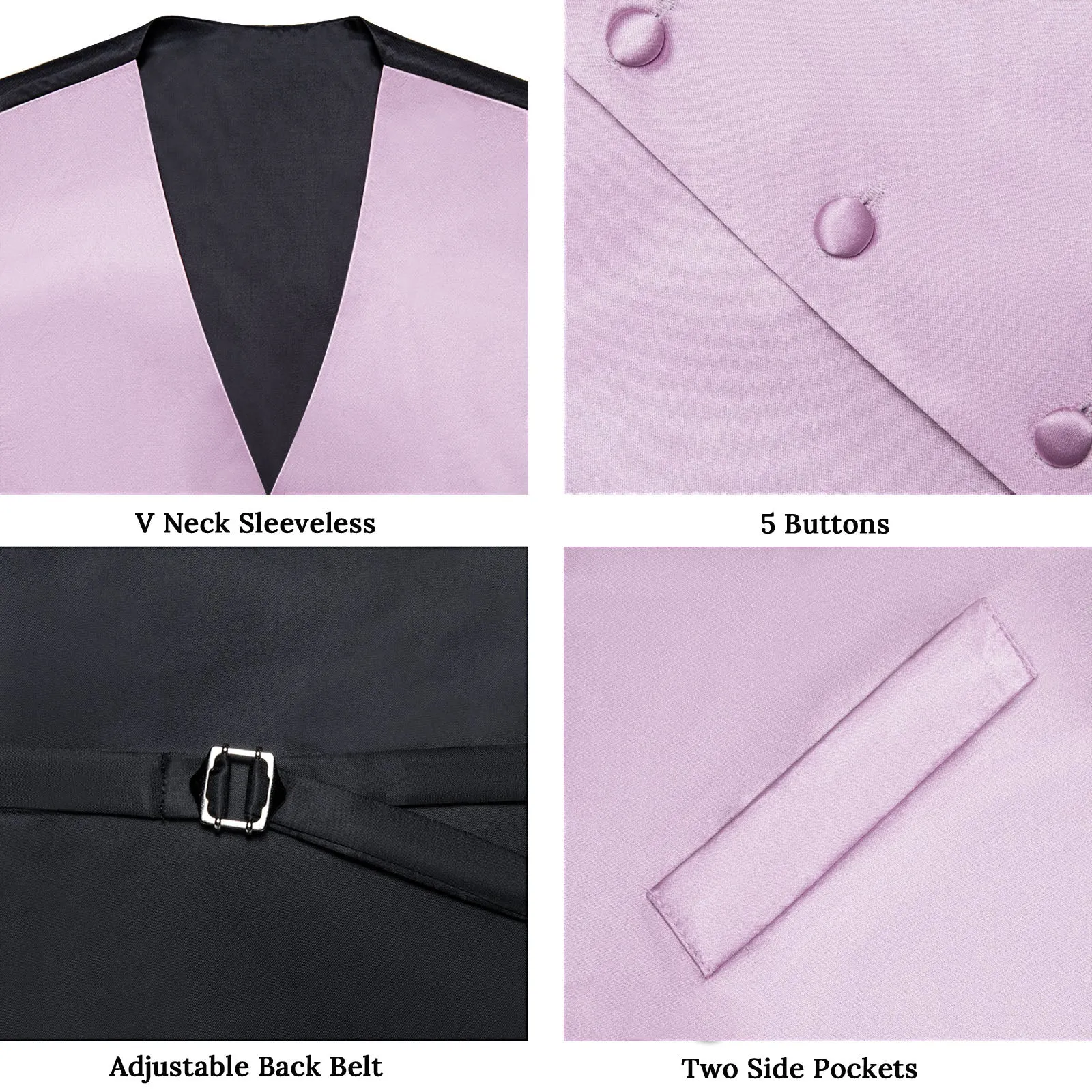 Ties2you Vest for Men Satin Light Purple Pink Solid Men's Vest Bow Tie Set sold by Ties2You product image thumbnail 3