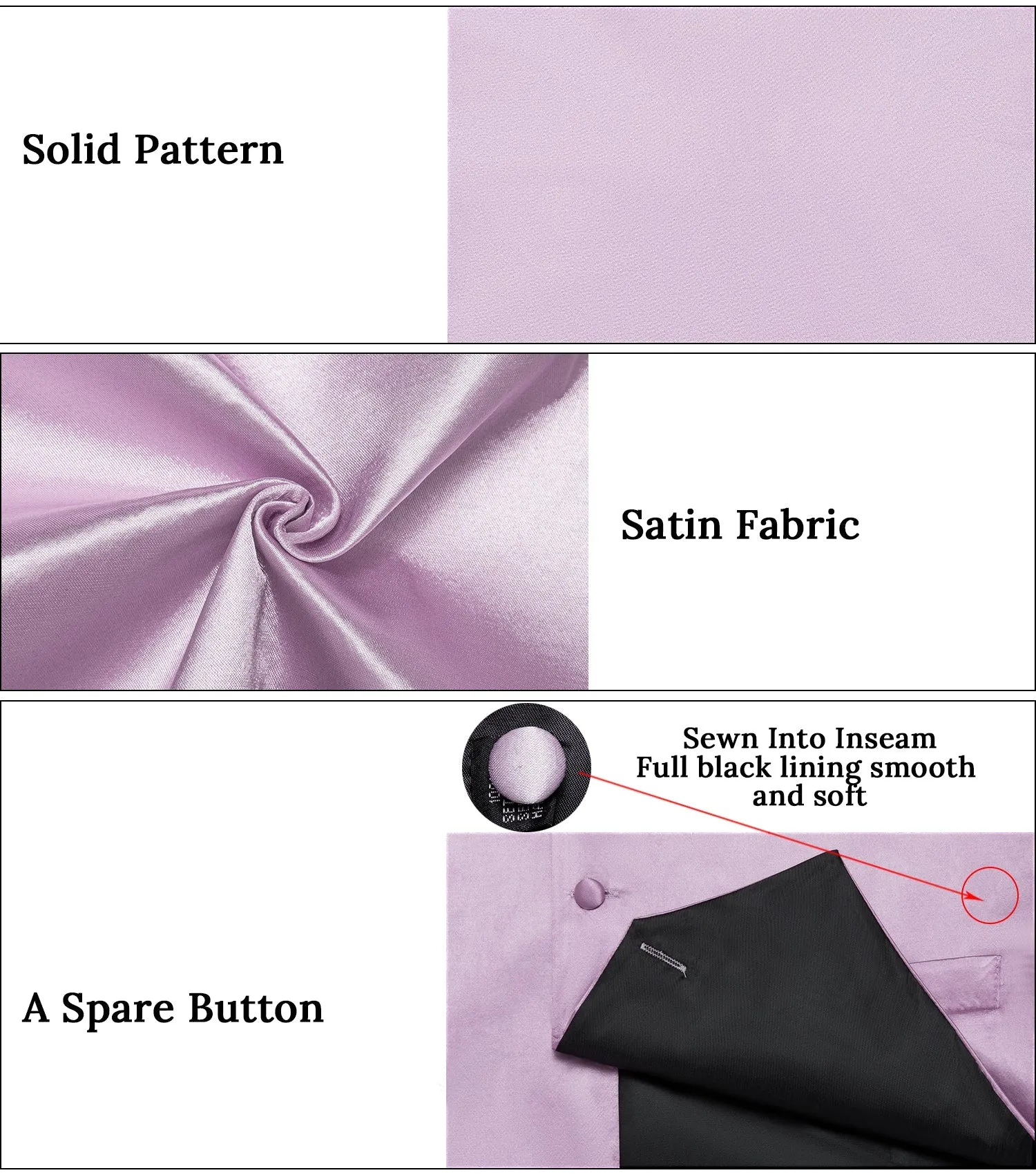 Ties2you Vest for Men Satin Light Purple Pink Solid Men's Vest Bow Tie Set sold by Ties2You product image thumbnail 4