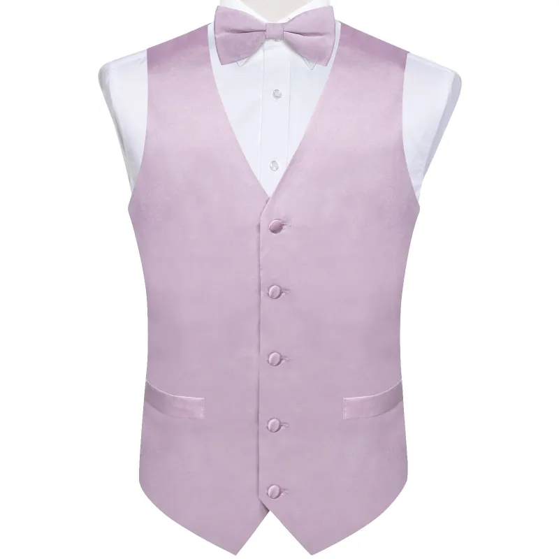 Ties2you Vest for Men Satin Light Purple Pink Solid Men's Vest Bow Tie Set sold by Ties2You
