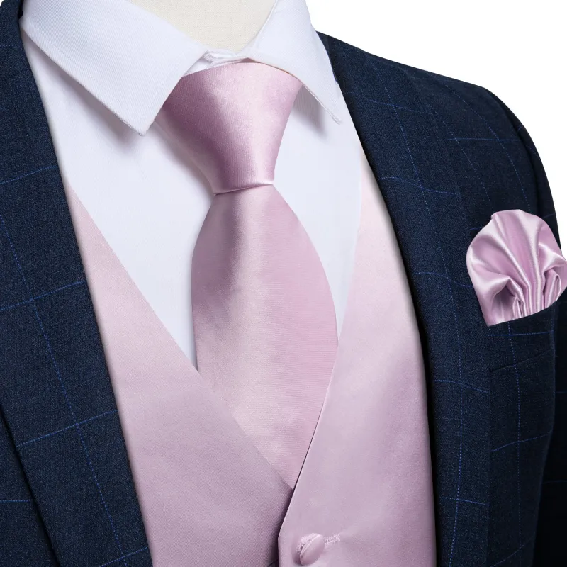 Satin Light Purple Pink Solid Men's Vest Tie Set sold by Ties2You