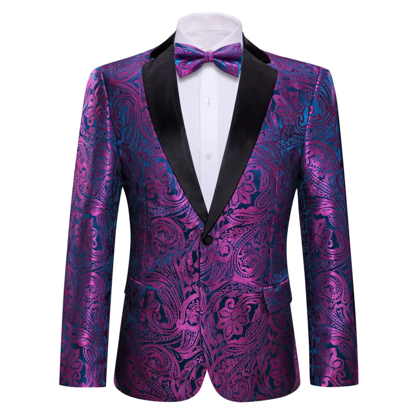 Ties2you Men's Suit Purple Blue Paisley Flower Suit Classic Fashion sold by Ties2You