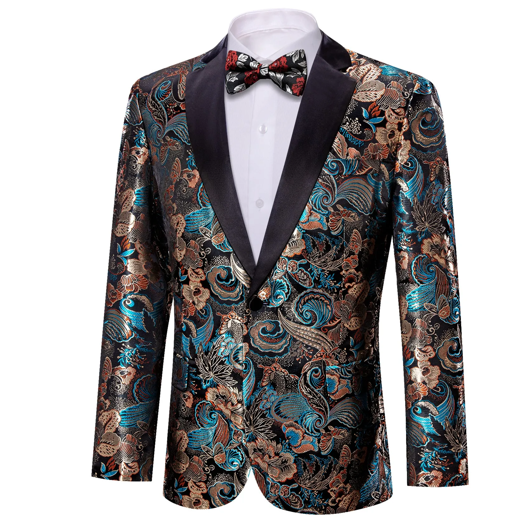 Blue Red Beige Color Floral Men's Suit sold by Ties2You product image thumbnail 2
