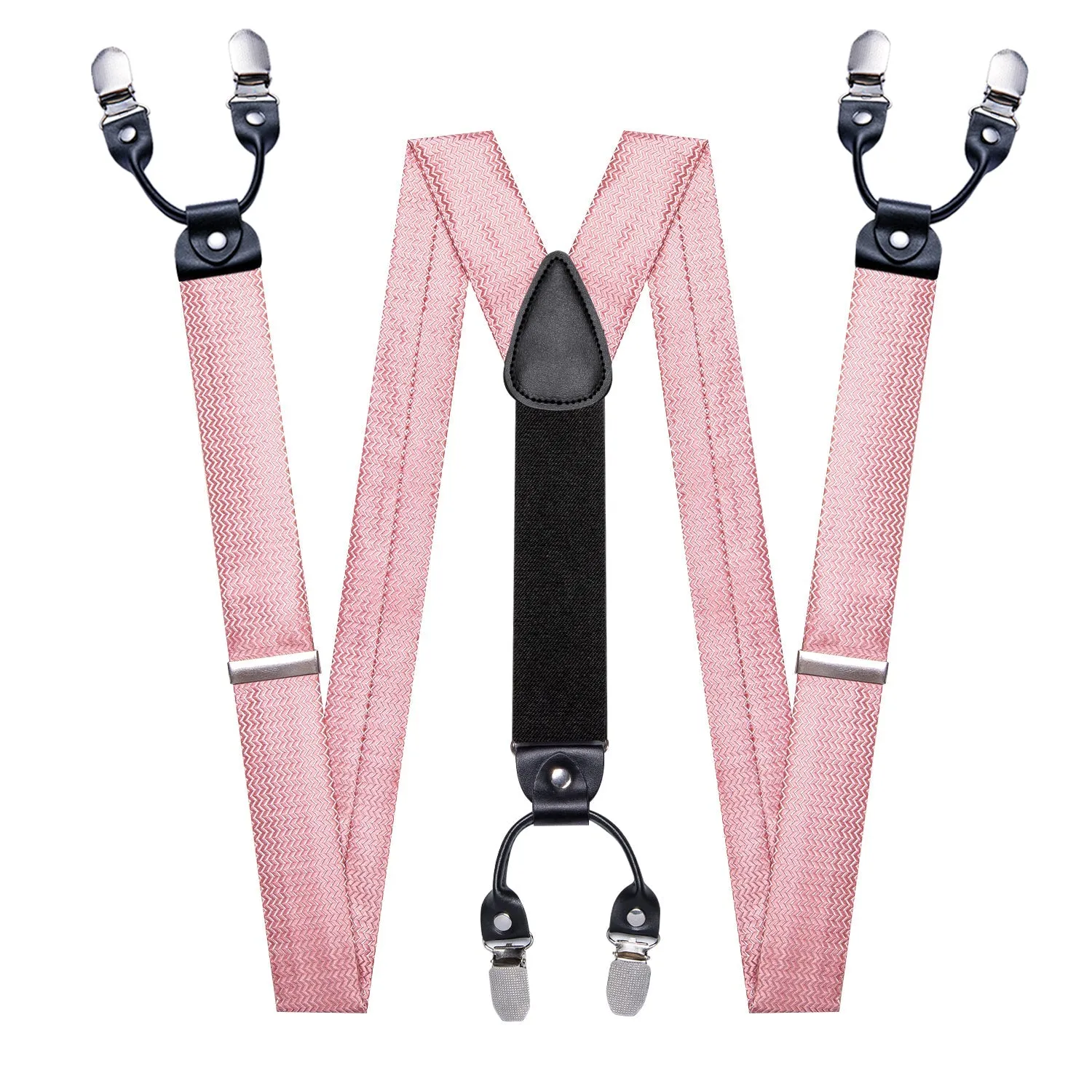 Rose Pink Novelty Woven Y Back Brace Clip-on Men's Suspender with Bow Tie Set sold by Ties2You product image thumbnail 5