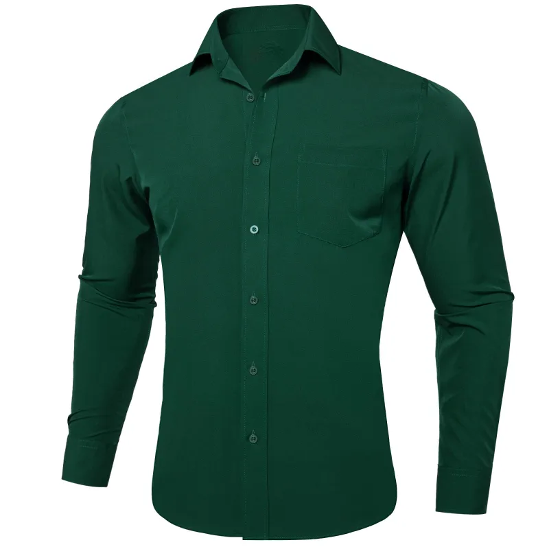 Ties2you Hunter Green Solid Dress Shirt Regular Fit Long Sleeve Solid Button Down Shirts sold by Ties2You