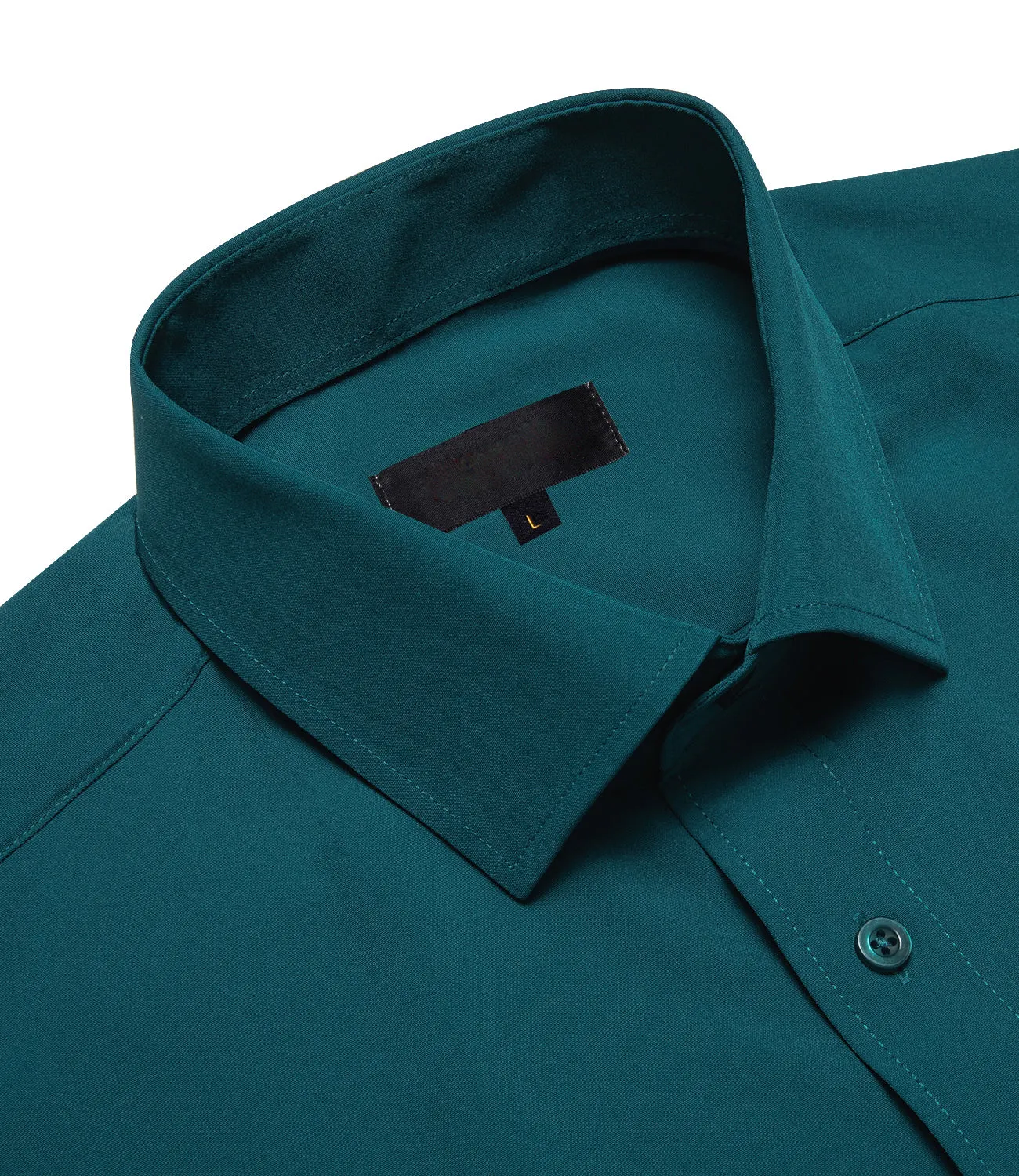 Nile Blue Solid Silk Men's Long Sleeve Business Shirt sold by Ties2You product image thumbnail 4