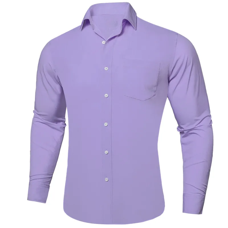 Purple Solid Silk Men's Long Sleeve Business Shirt sold by Ties2You
