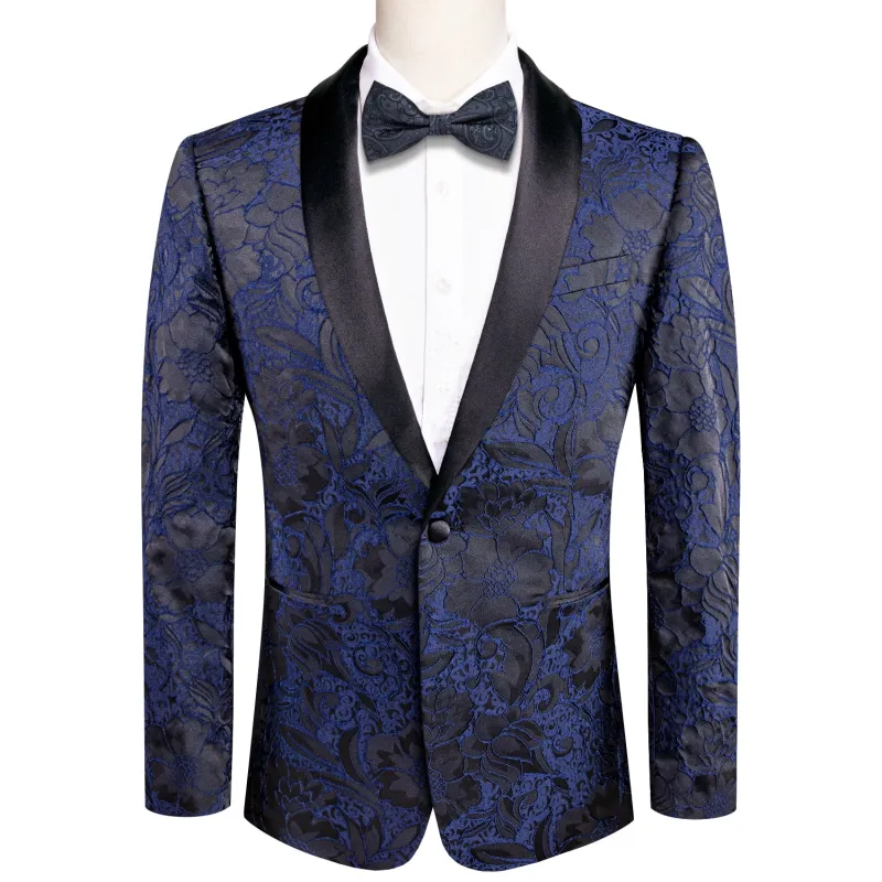 Luxury Blue Black Floral Men's Suit Set made by Ties2You