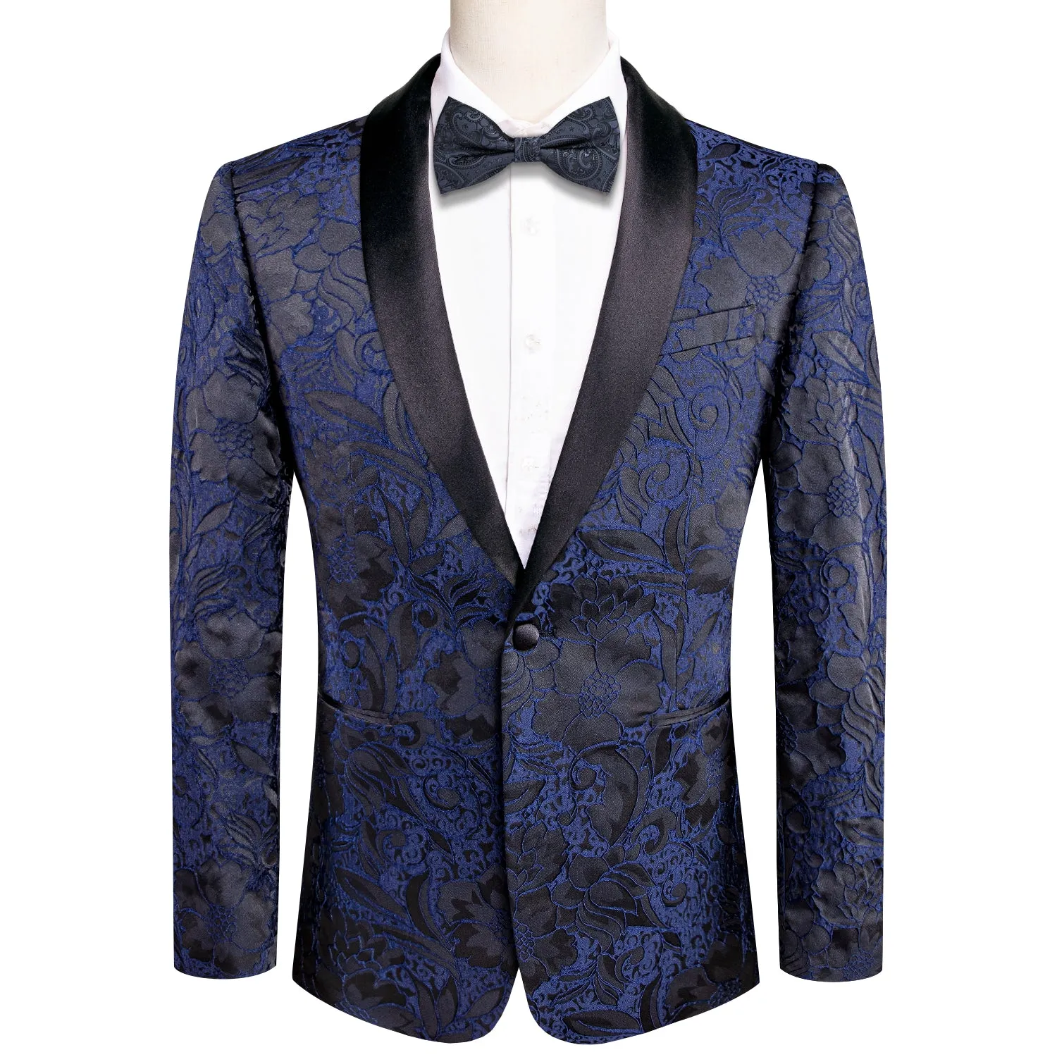 Luxury Blue Black Floral Men's Suit Set sold by Ties2You