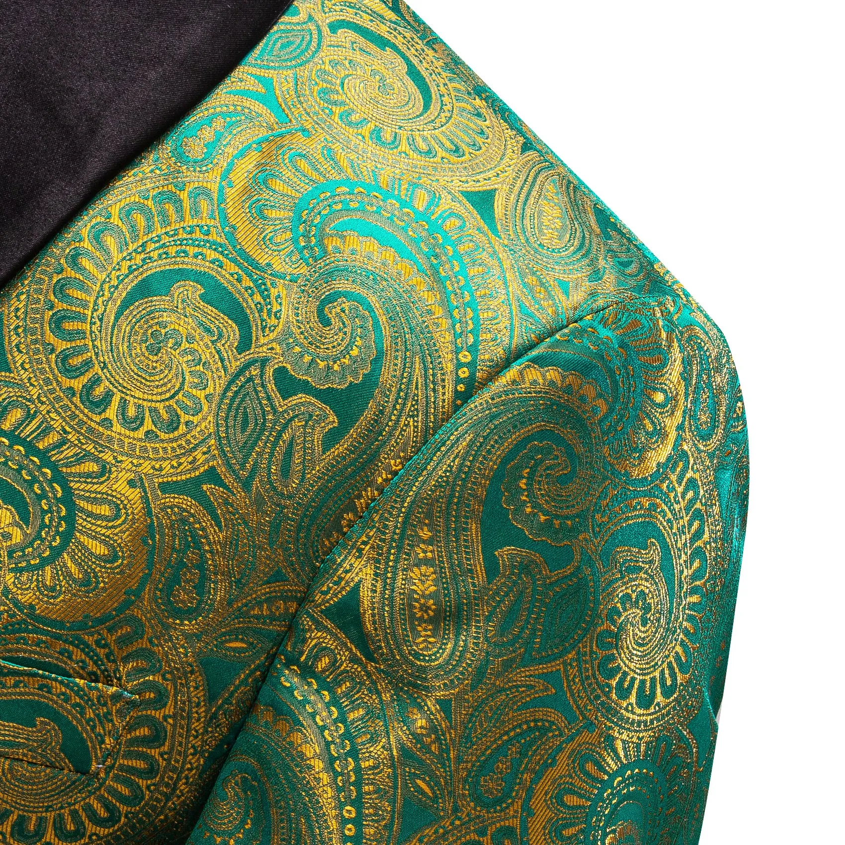 Ties2you Men's Suit Green Yellow Paisley Shawl Collar Suit Fashion sold by Ties2You product image thumbnail 5