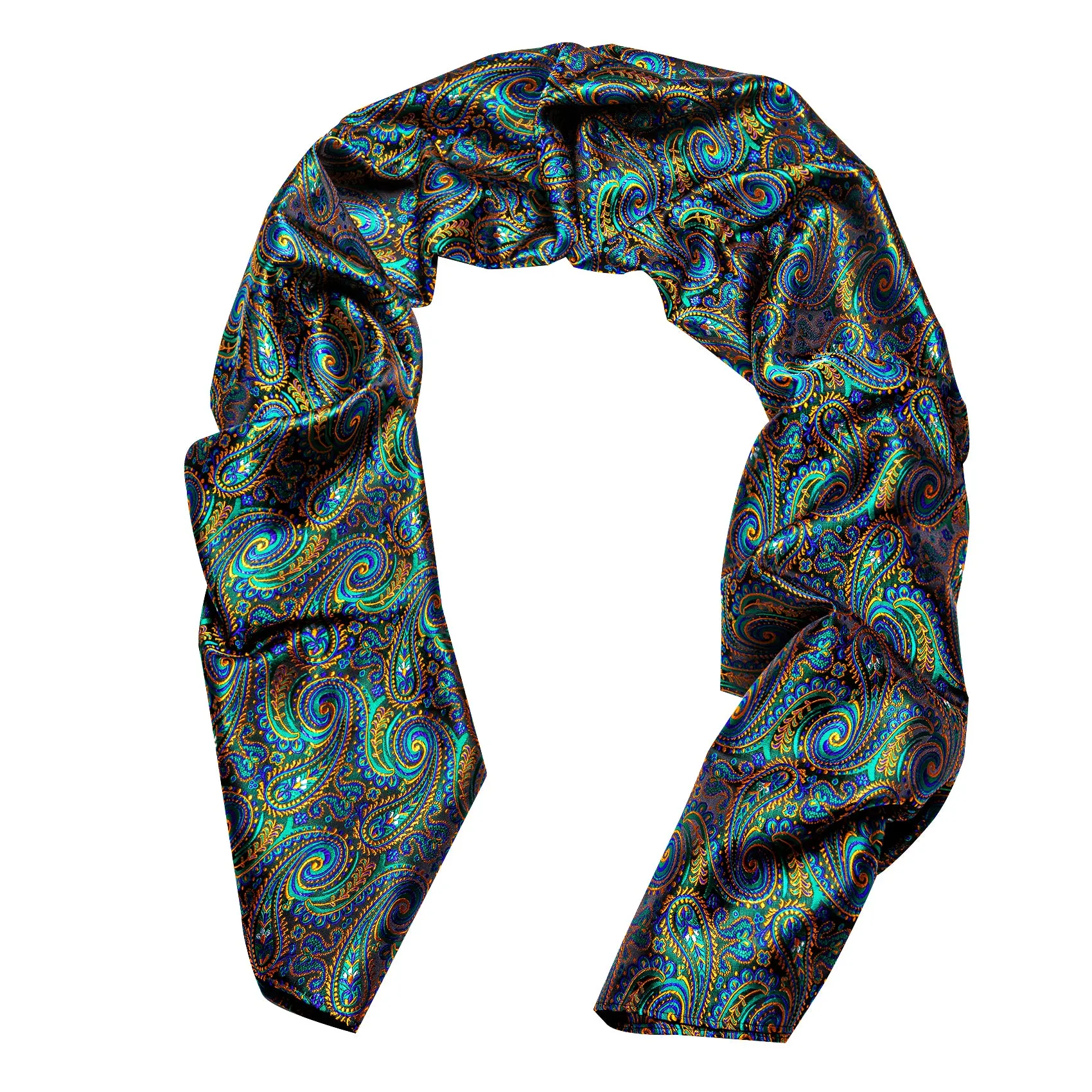 Multi-color Green Blue Yellow Paisley Men's Silk Scarf Necktie Set sold by Ties2You product image thumbnail 3