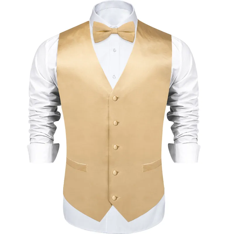 Yellow Solid Silk Men's Vest Single Vest sold by Ties2You