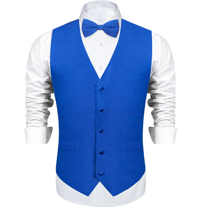 Klein Blue Solid Silk Men's Vest Single Vest sold by Ties2You