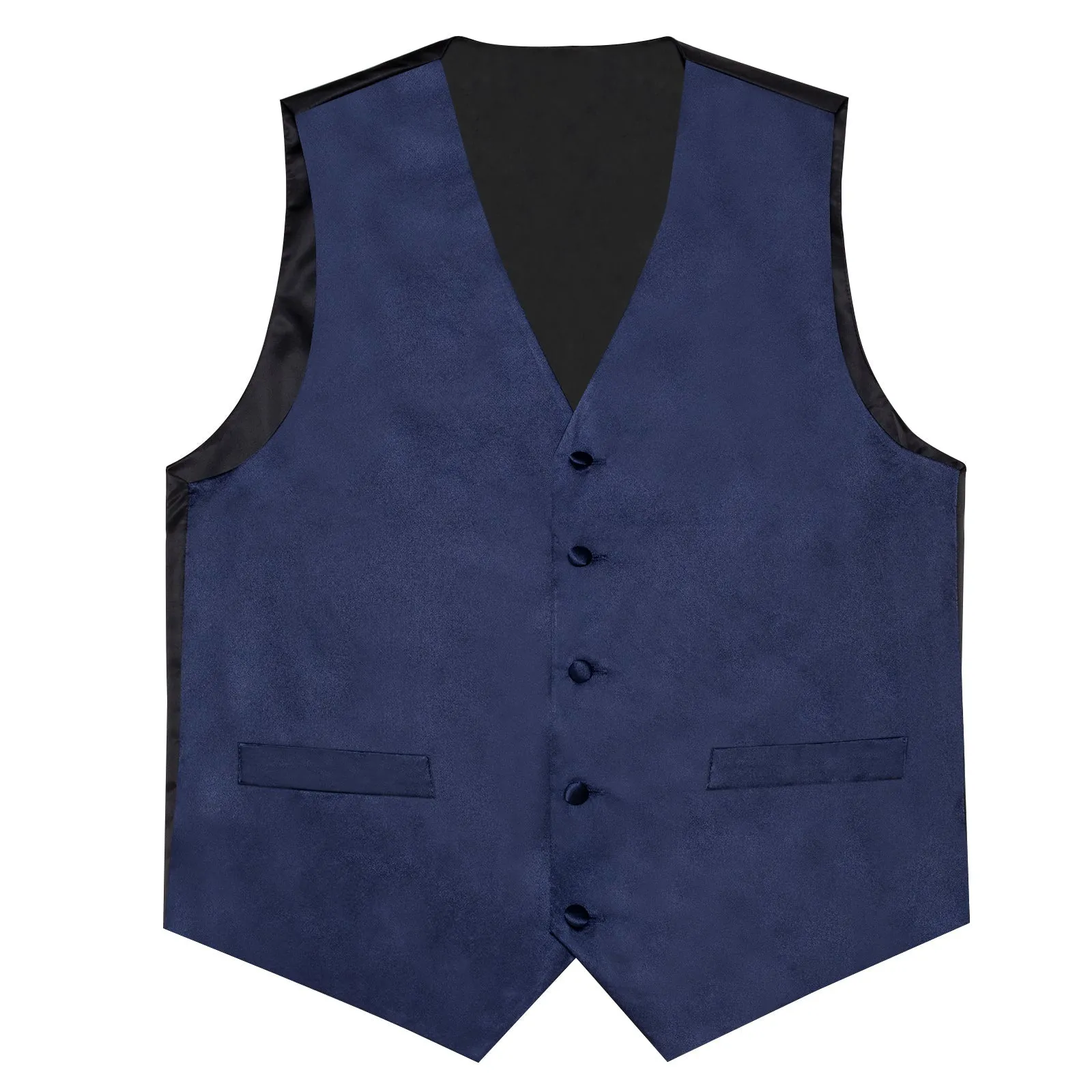 Navy Blue Solid Silk Men's Vest Single Vest sold by Ties2You product image thumbnail 4