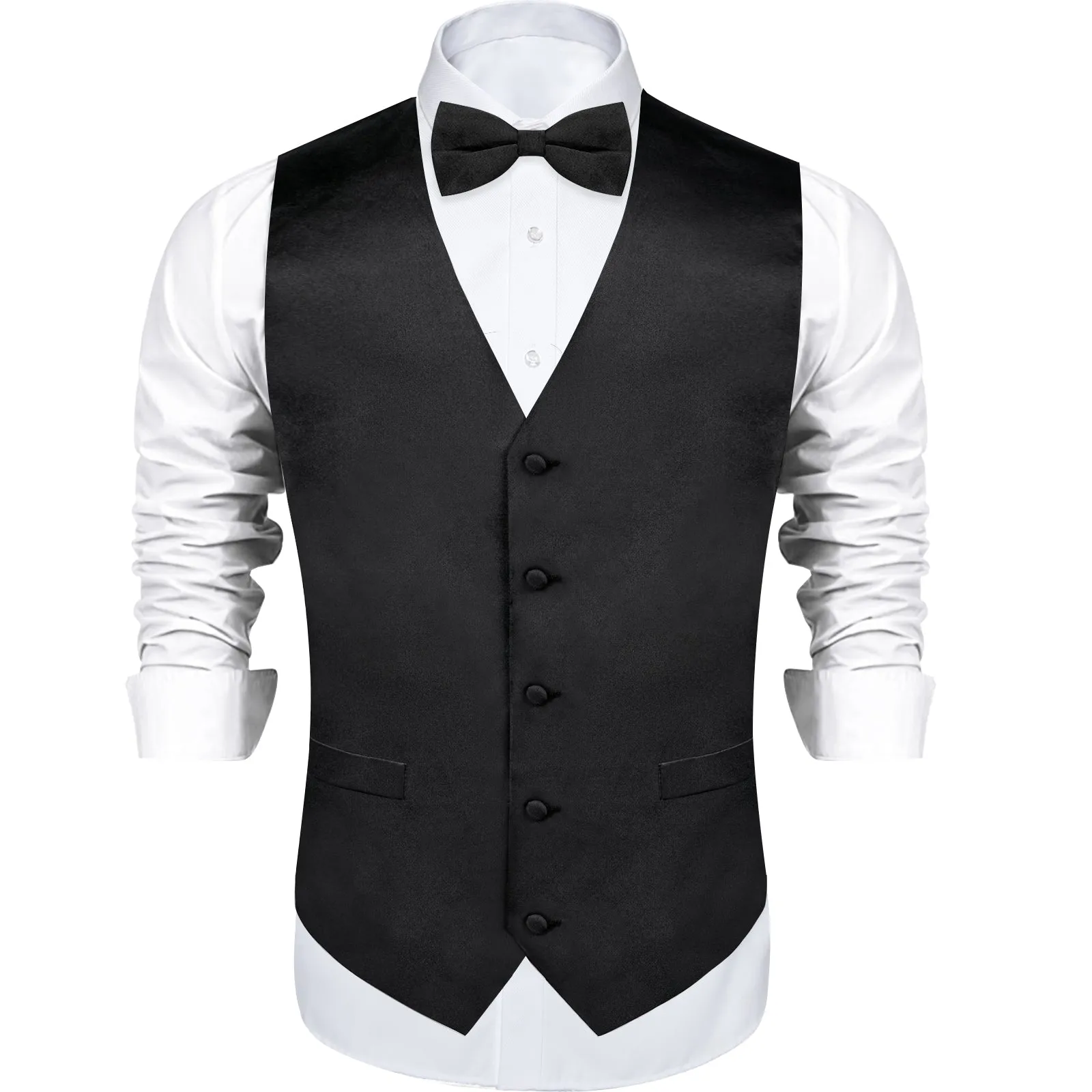 Black Solid Silk Men's Vest Single Vest sold by Ties2You