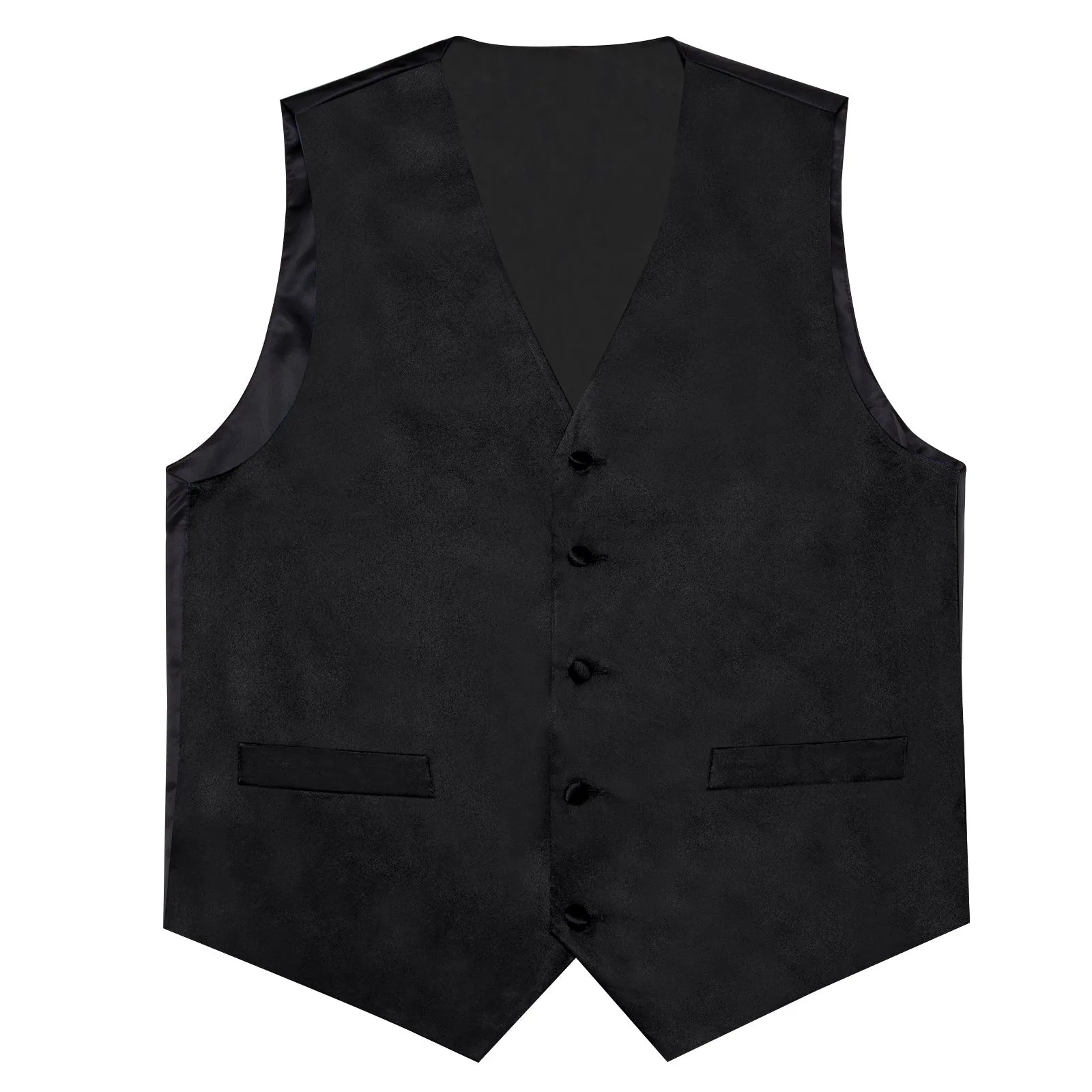 Black Solid Silk Men's Vest Single Vest sold by Ties2You product image thumbnail 4