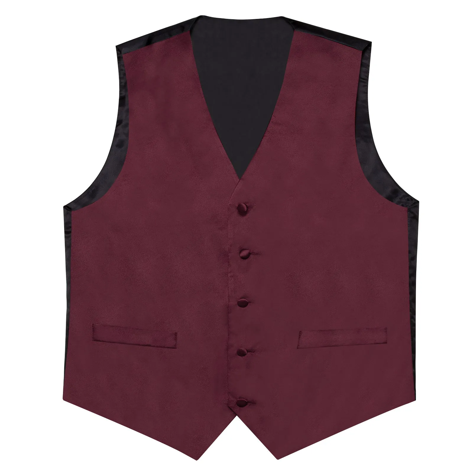 Burgundy Solid Silk Men's Vest Single Vest sold by Ties2You