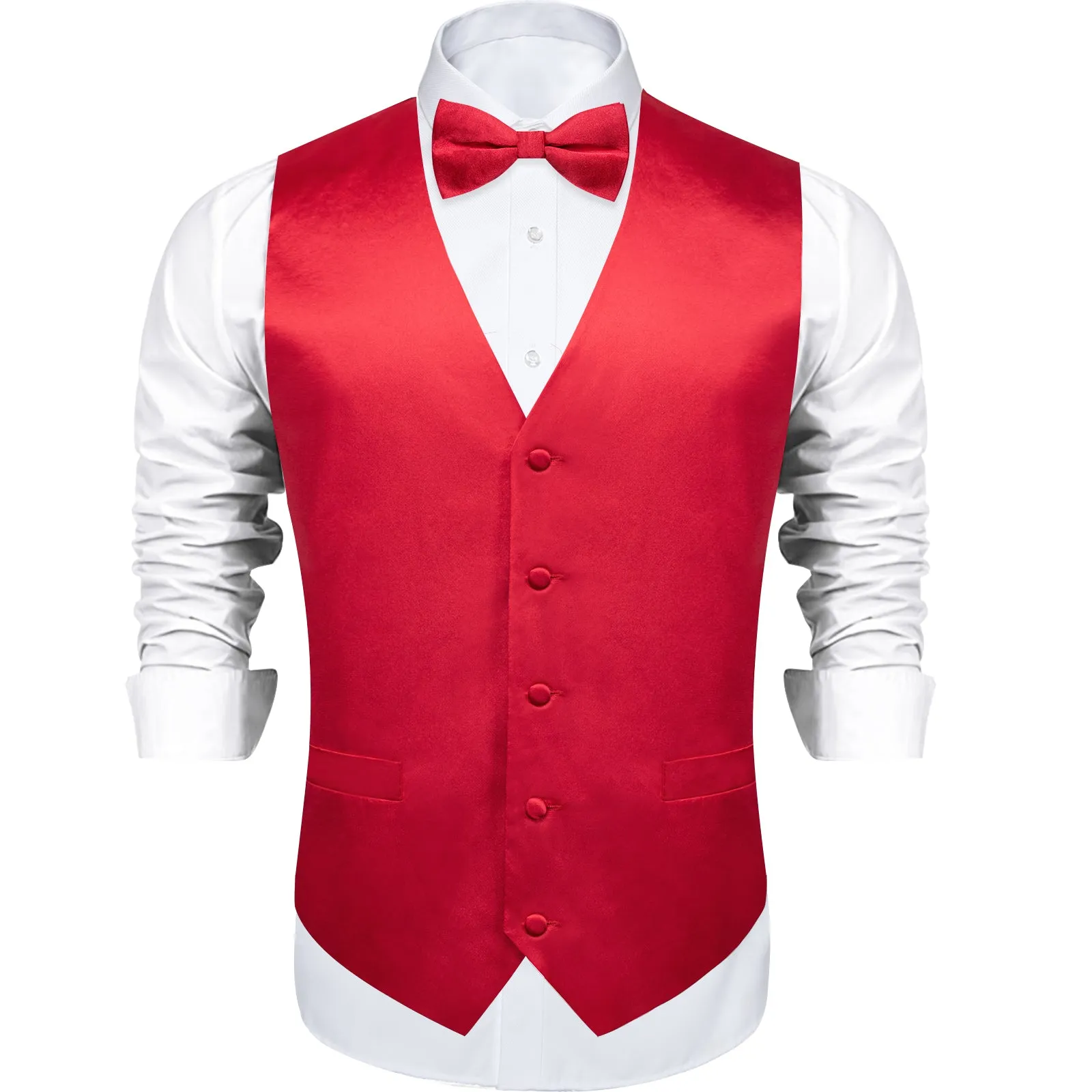 Red Solid Silk Men's Vest Single Vest sold by Ties2You
