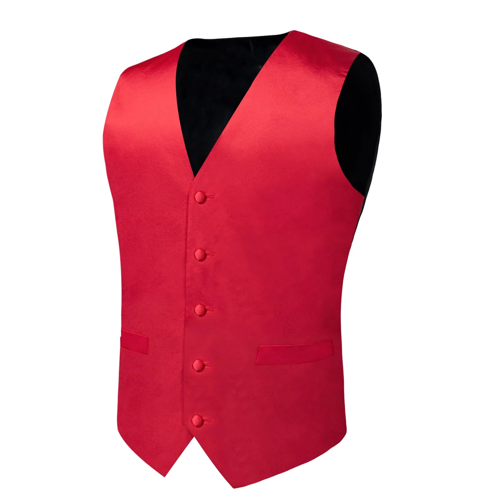 Red Solid Silk Men's Vest Single Vest sold by Ties2You product image thumbnail 4