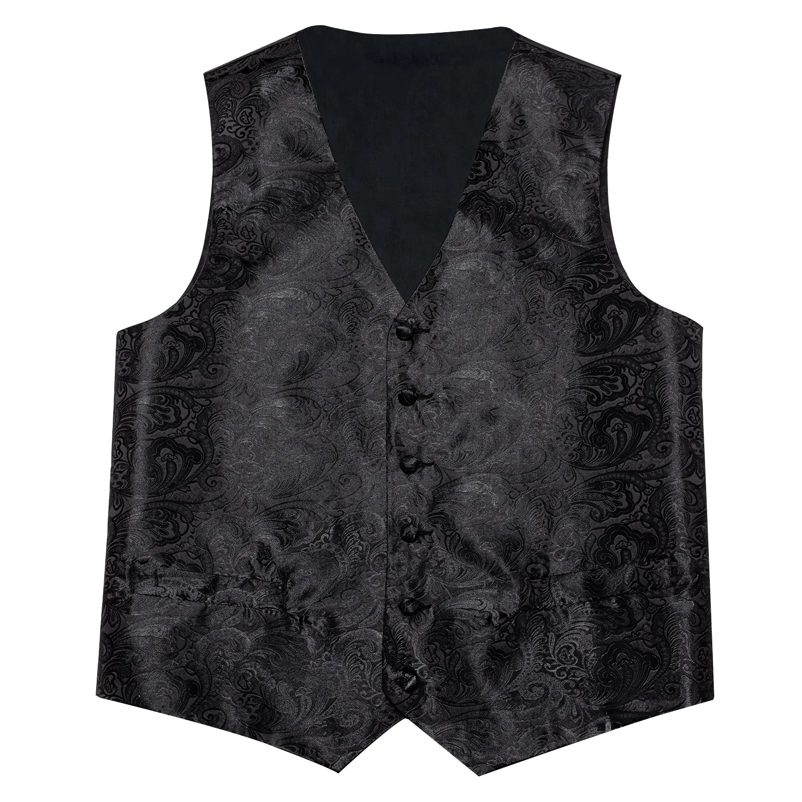 Black Paisley Silk Men's Vest Single Vest sold by Ties2You product image thumbnail 4