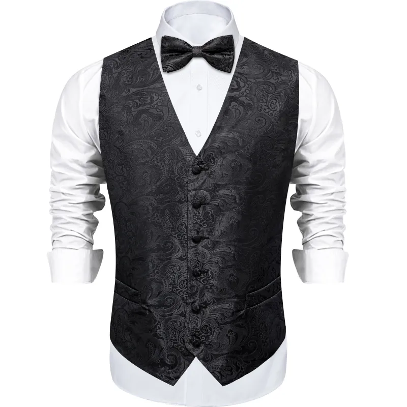 Black Paisley Silk Men's Vest Single Vest sold by Ties2You