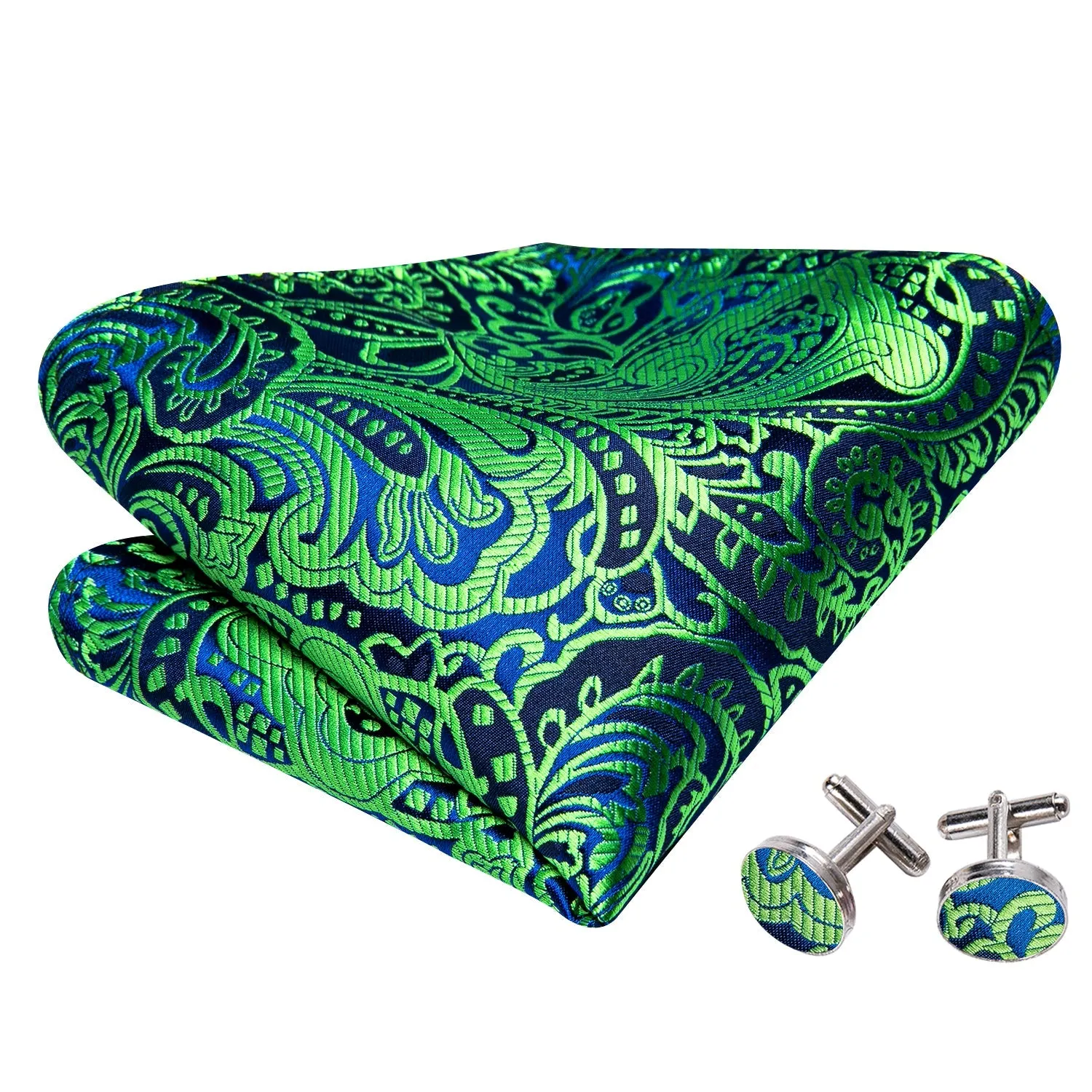 Ties2you Green Tie Paisley Self-Bow Tie Hanky Cufflinks Set for Men sold by Ties2You product image thumbnail 5