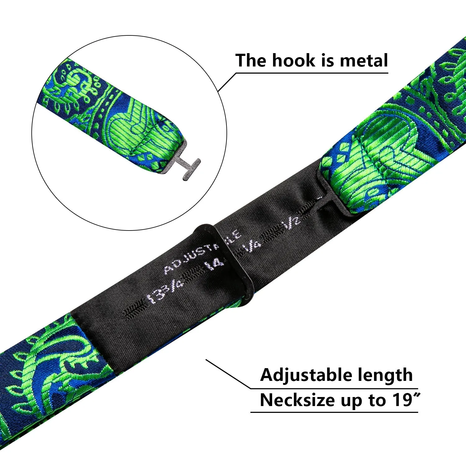 Ties2you Green Tie Paisley Self-Bow Tie Hanky Cufflinks Set for Men sold by Ties2You product image thumbnail 4