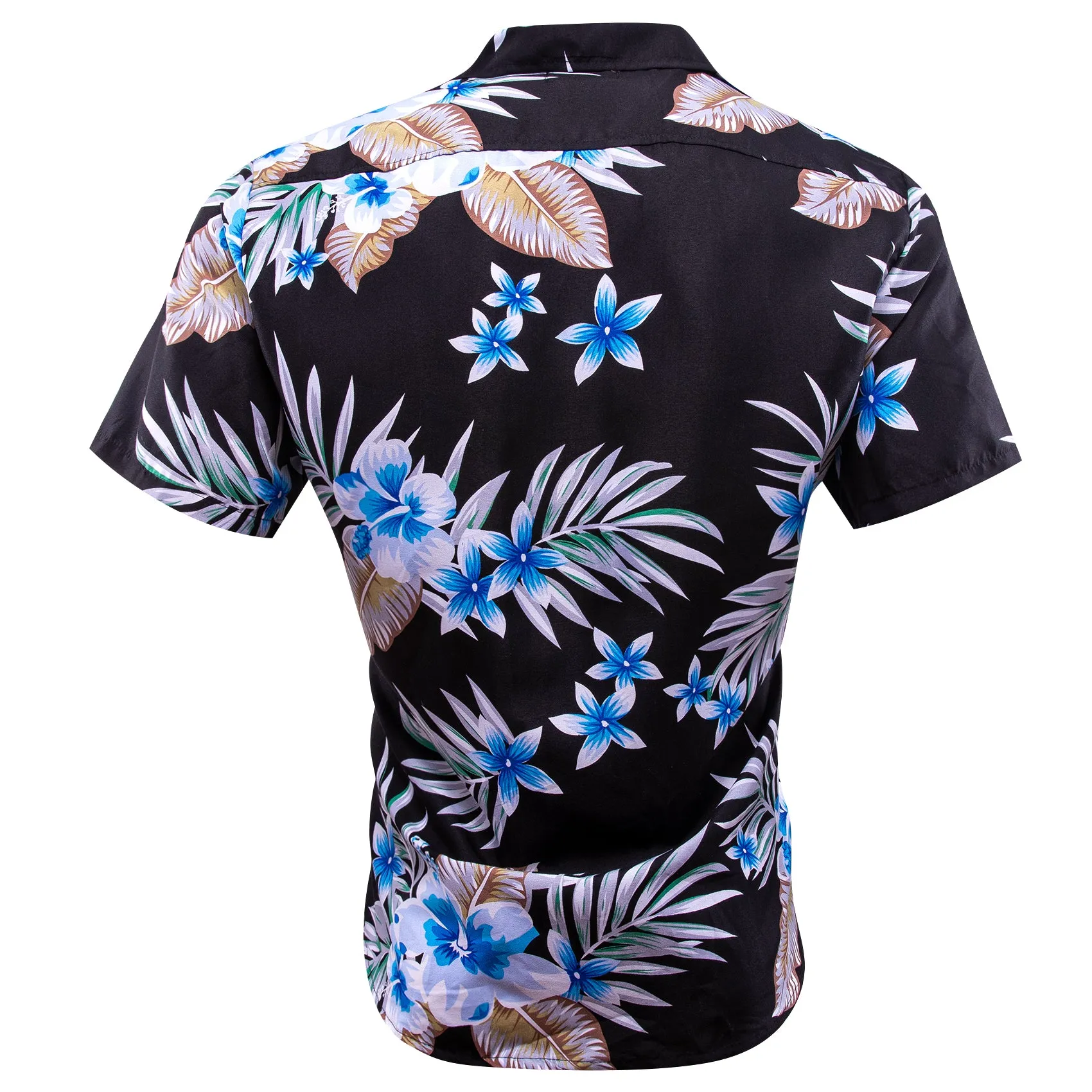 Black Blue Leaves Novelty Men's Short Sleeve Summer Shirt sold by Ties2You product image thumbnail 3