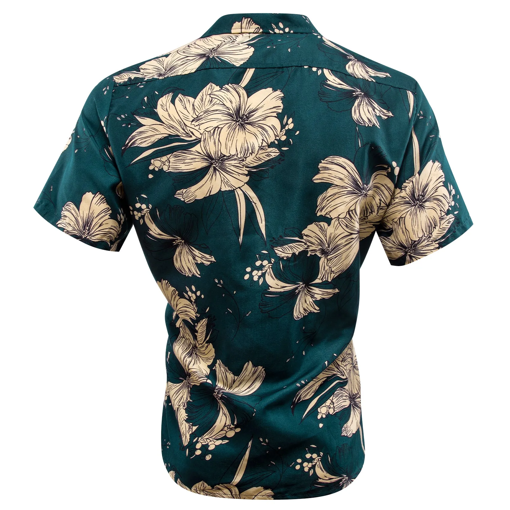 Blue Beige Floral Men's Short Sleeve Summer Shirt sold by Ties2You product image thumbnail 3