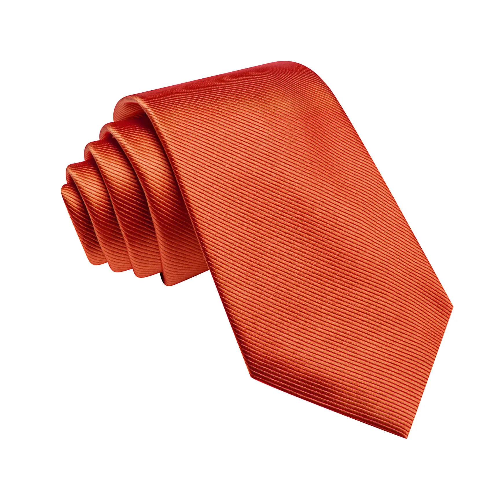 Ties2you Solid Tie Burnt Orange Silk Tie Pocket Square Cufflinks Set sold by Ties2You product image thumbnail 3