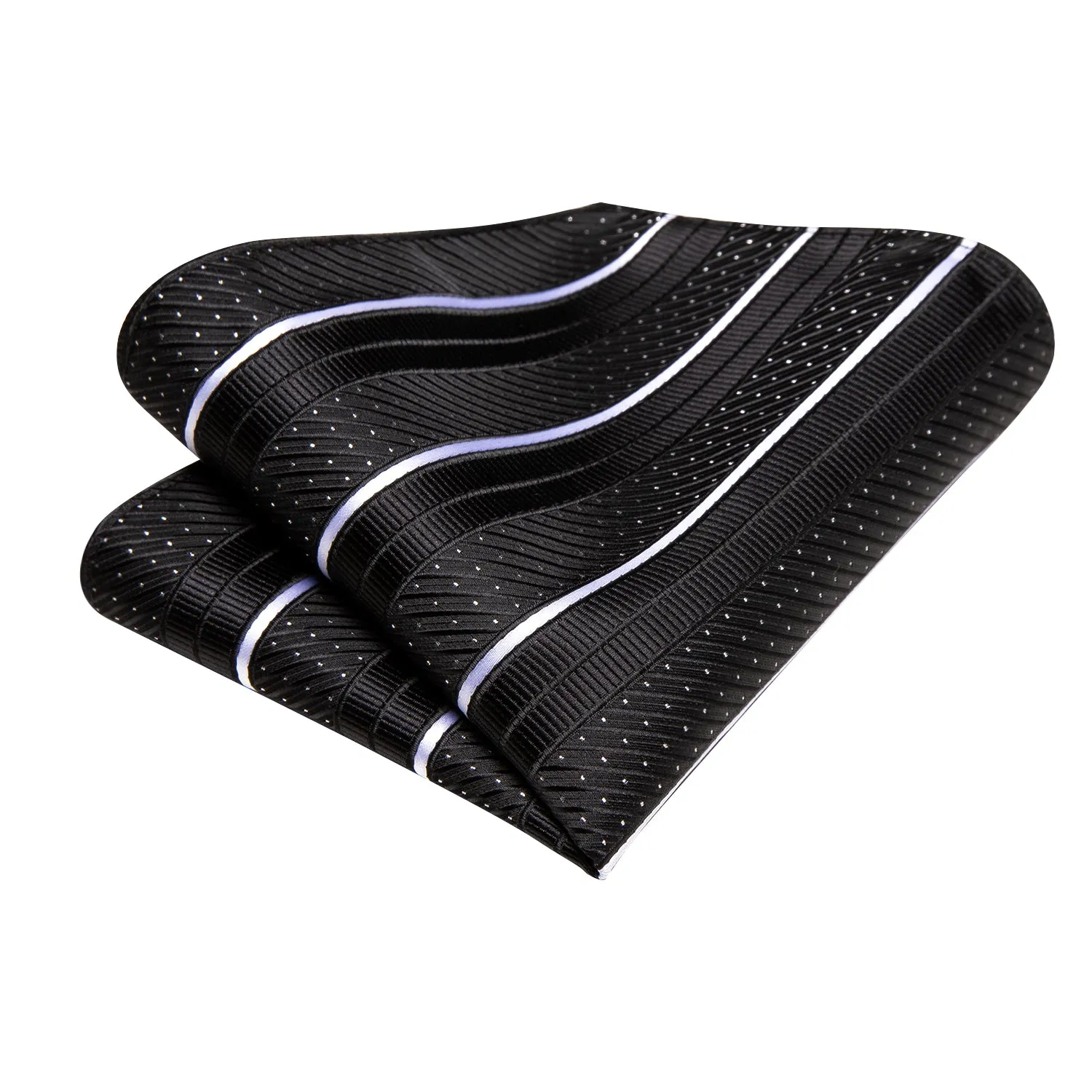 Ties2you Extra Long Tie Black White Line Striped 70 Inch Tie Pocket Square Cufflinks Set sold by Ties2You product image thumbnail 5