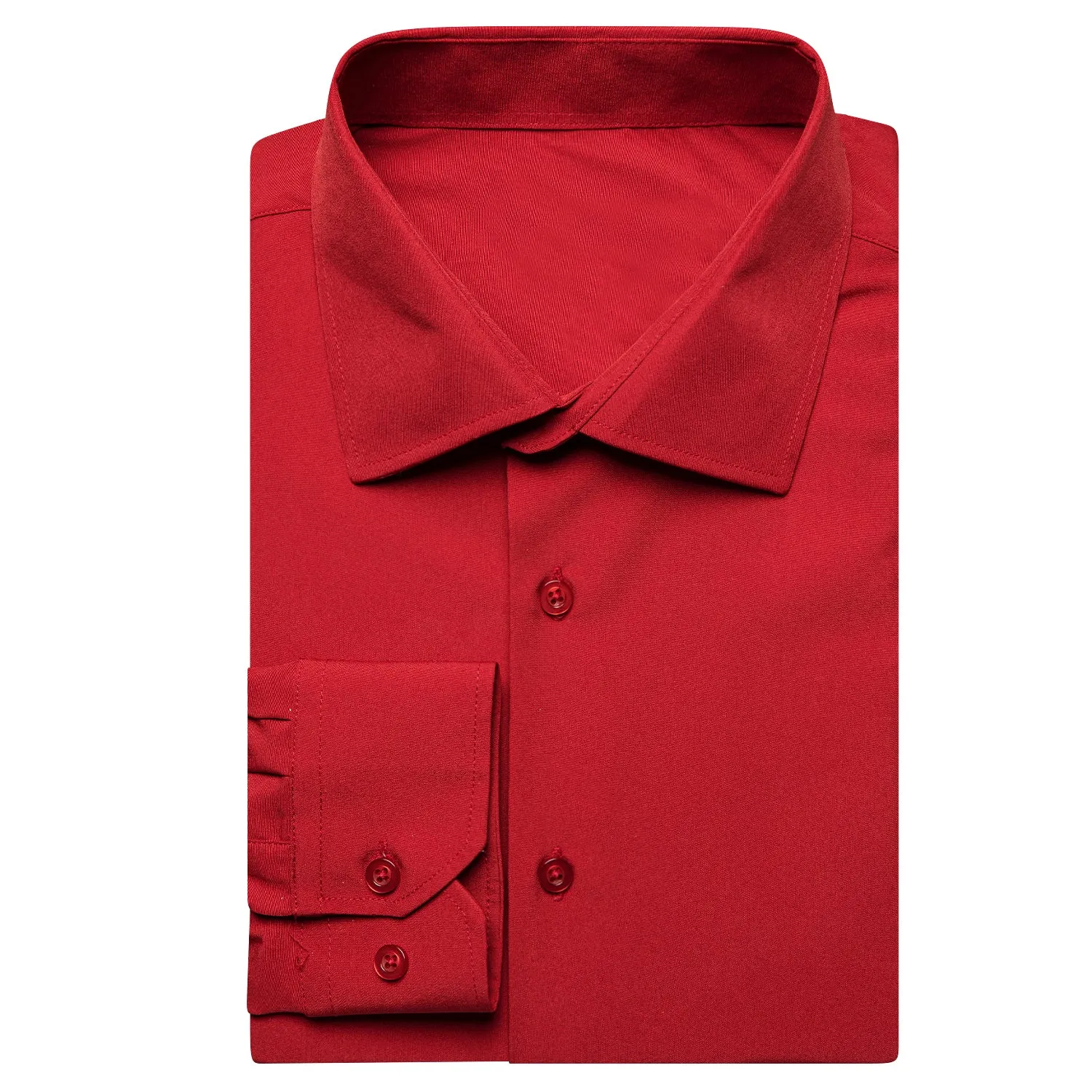 Classic Red Solid Men's Long Sleeve Business Shirt sold by Ties2You product image thumbnail 4