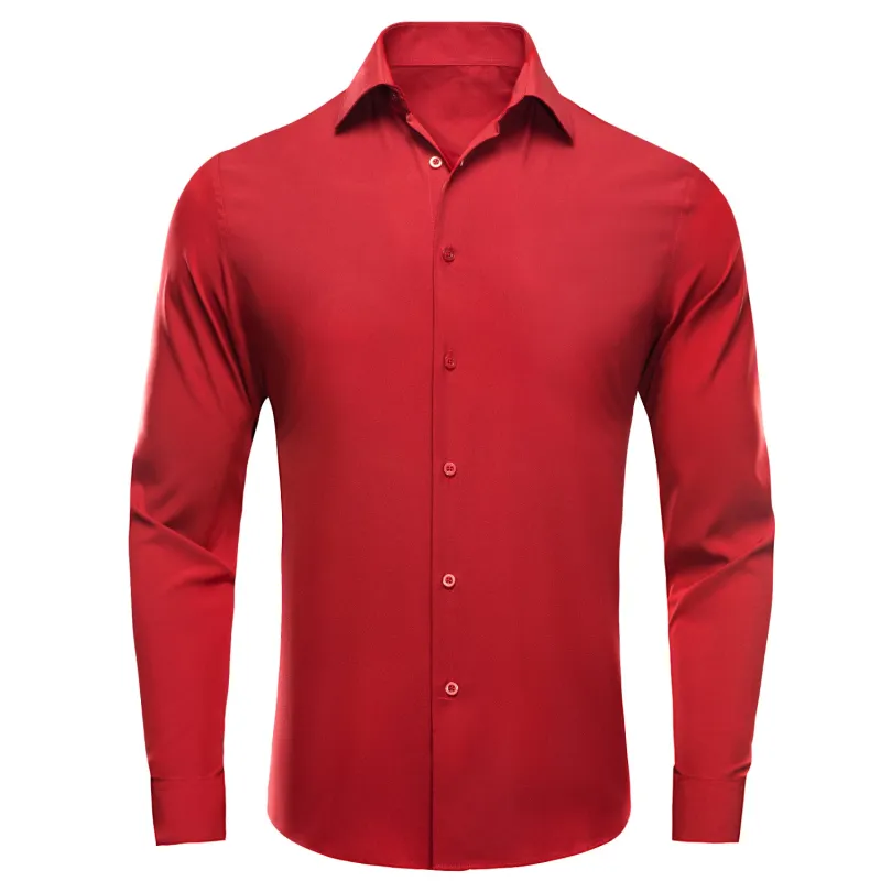 Classic Red Solid Men's Long Sleeve Business Shirt sold by Ties 2 You