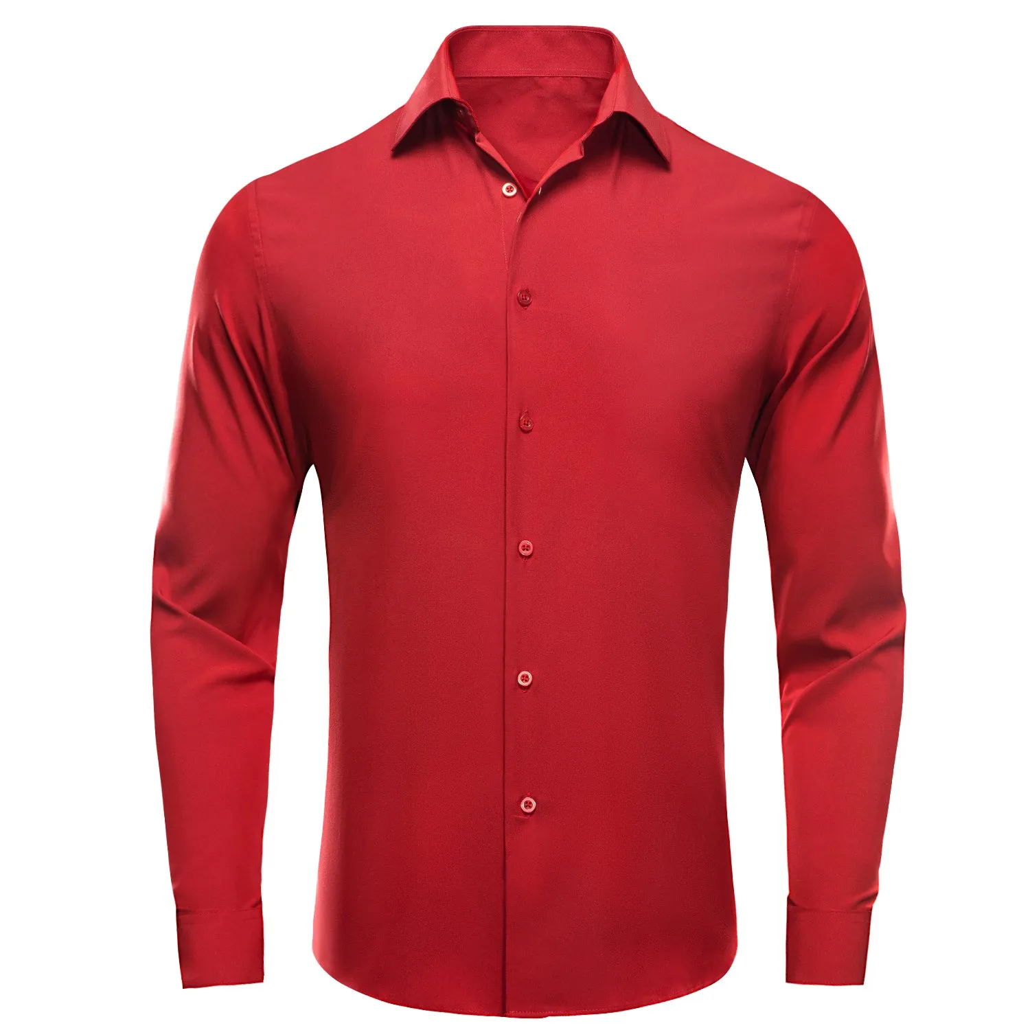Classic Red Solid Men's Long Sleeve Business Shirt sold by Ties2You