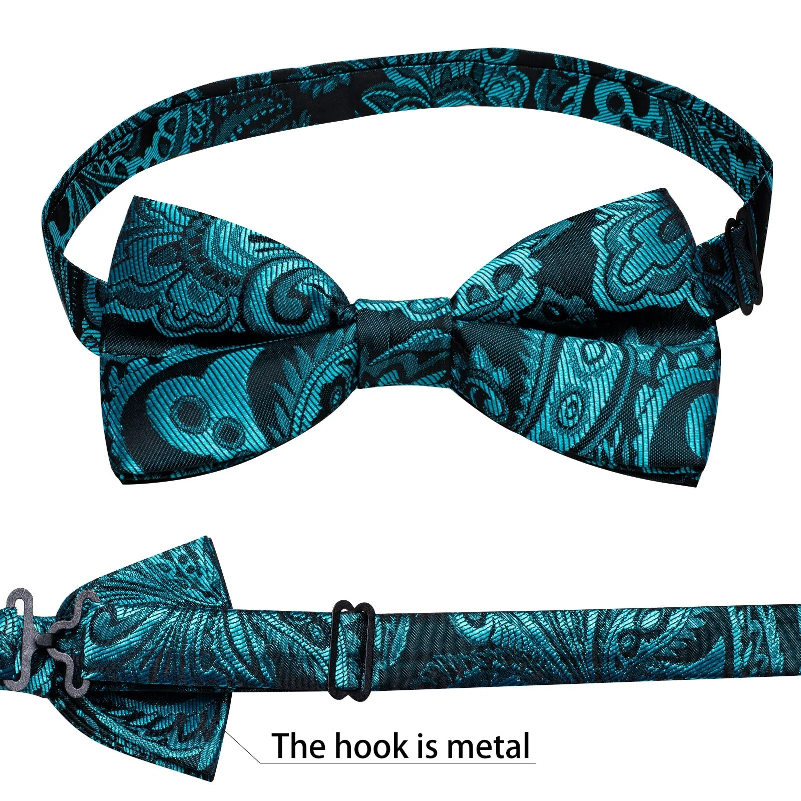 Lake Blue Paisley Silk Men's Collar Vest Bow Tie Handkerchief Cufflinks Set Waistcoat Suit Set sold by Ties2You product image thumbnail 5