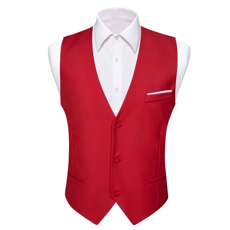 Classic Red Solid Silk Men's V-Neck Business Vest sold by Ties2You