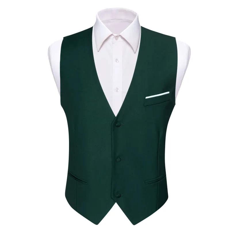 Ties2you Men's Vest Emerald Green Solid Silk V-Neck Business Vest sold by Ties2You