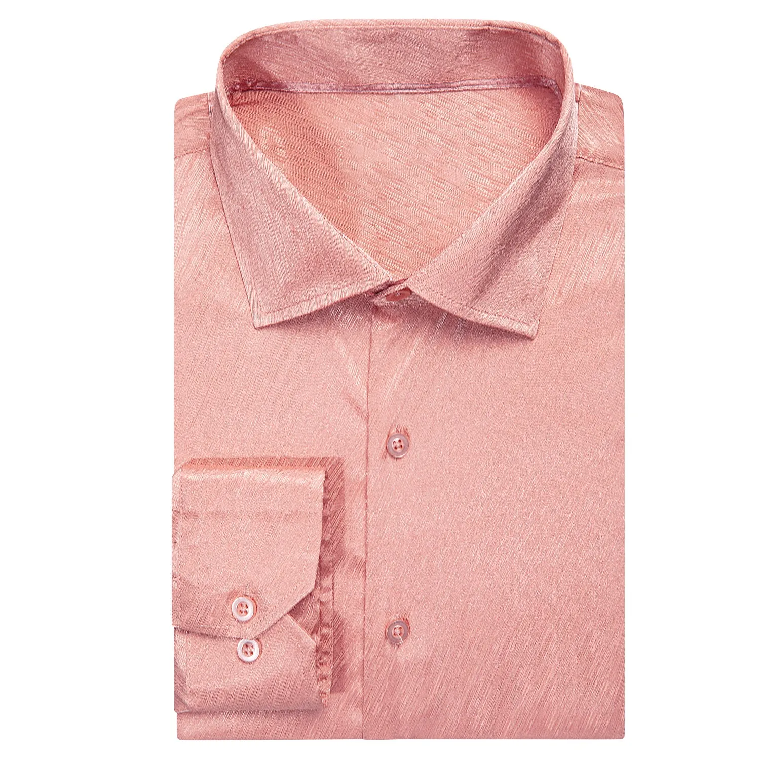Coral Pink Solid Silk Men's Long Sleeve Shirt sold by Ties2You product image thumbnail 3