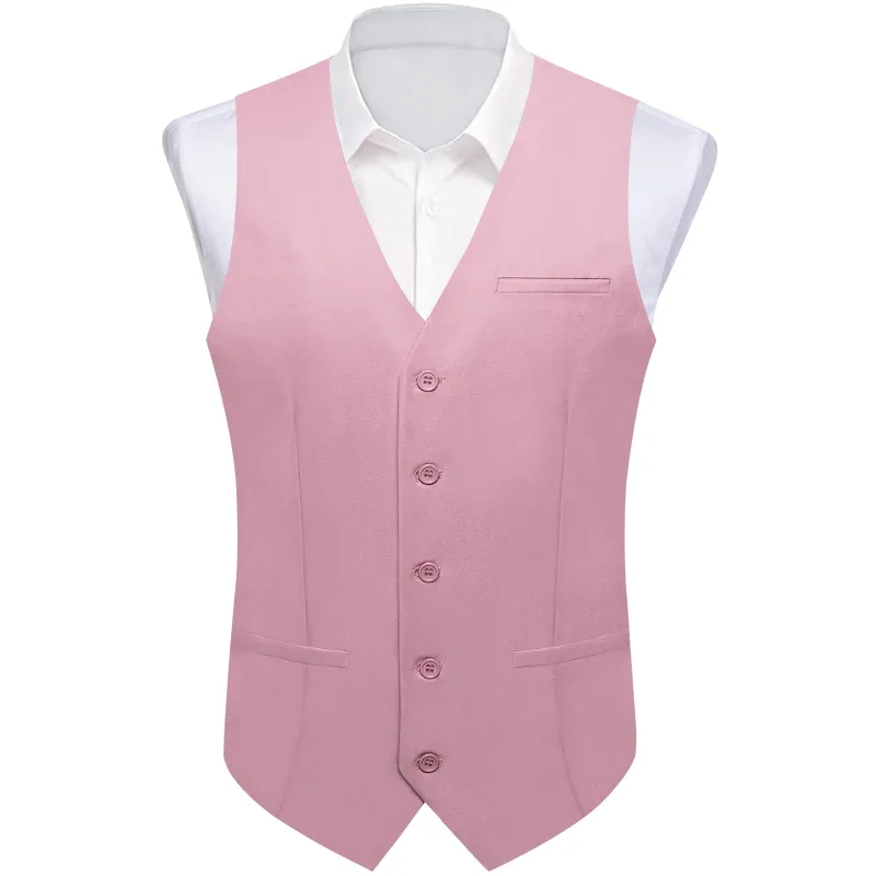 Pink Solid Silk Men's Classic Vest sold by Ties2You