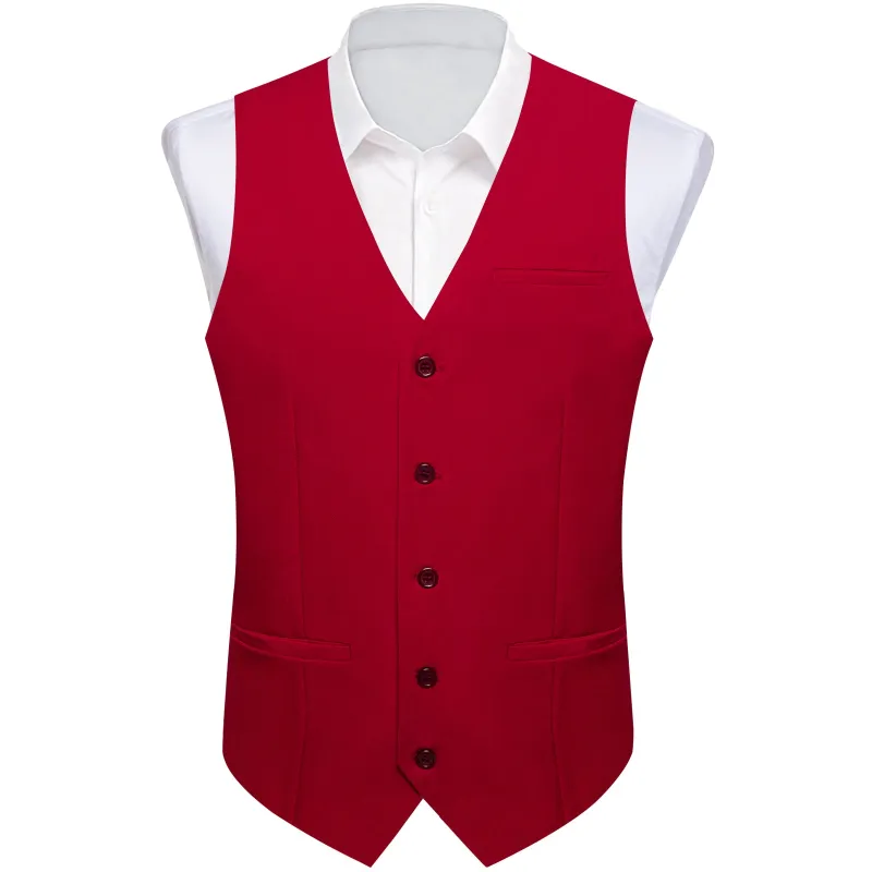 Burgundy Red Solid Silk Men's Classic Vest sold by Ties2You