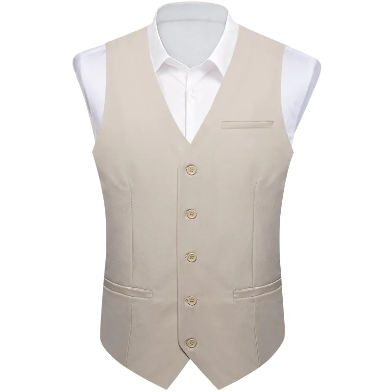 Champagne Solid Silk Men's Classic Vest sold by Ties2You