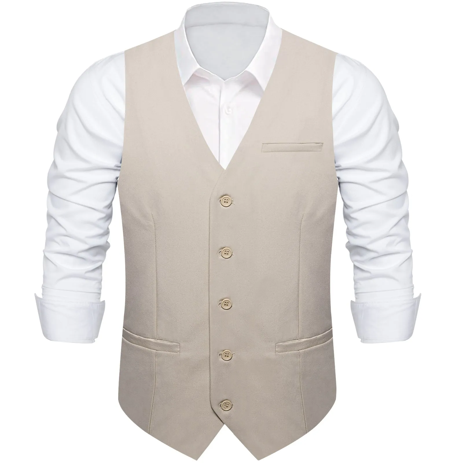 Champagne Solid Silk Men's Classic Vest sold by Ties2You product image thumbnail 2