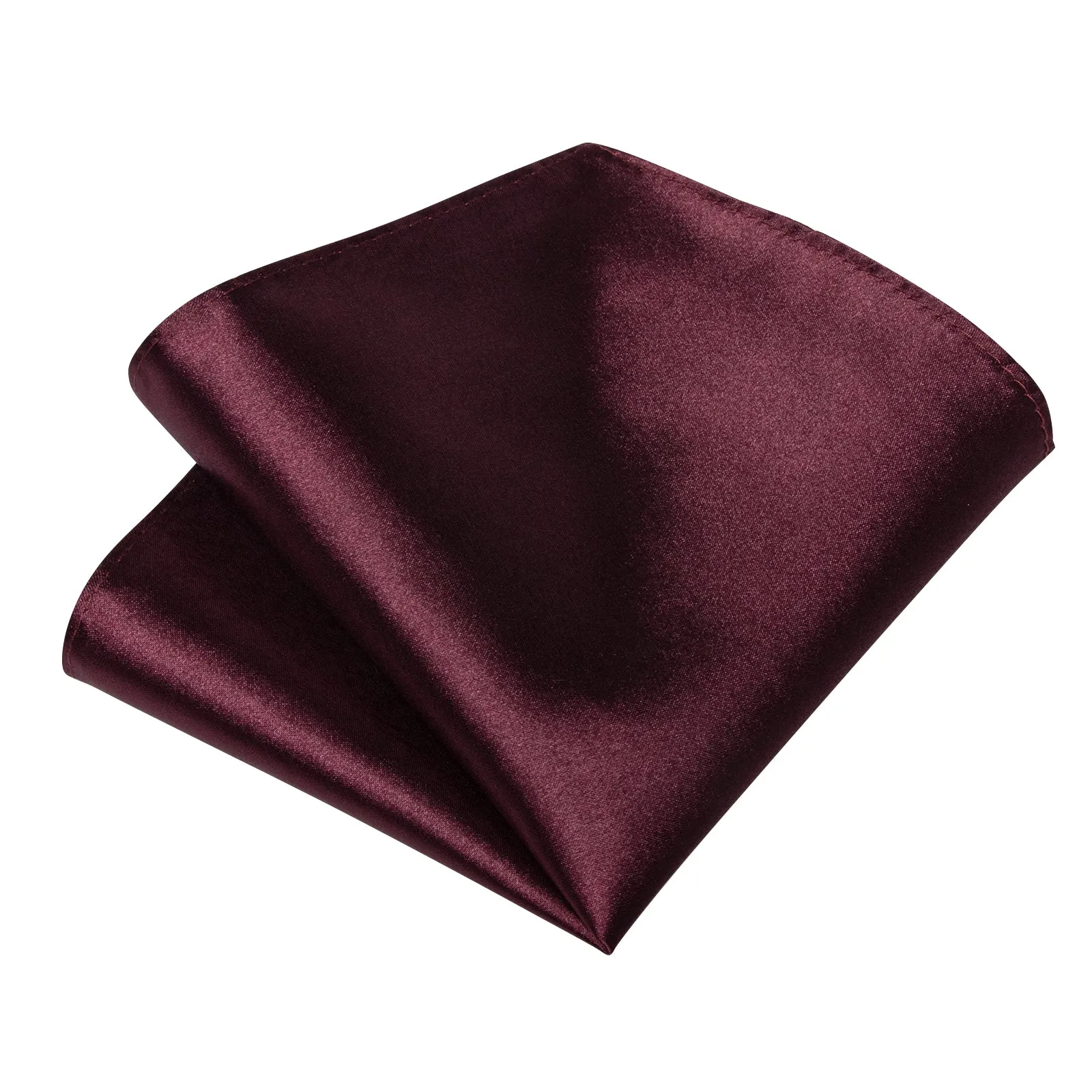 Burgundy Red Solid Silk Tie Pocket Square Cufflinks Set with Tie Clip sold by Ties2You product image thumbnail 5