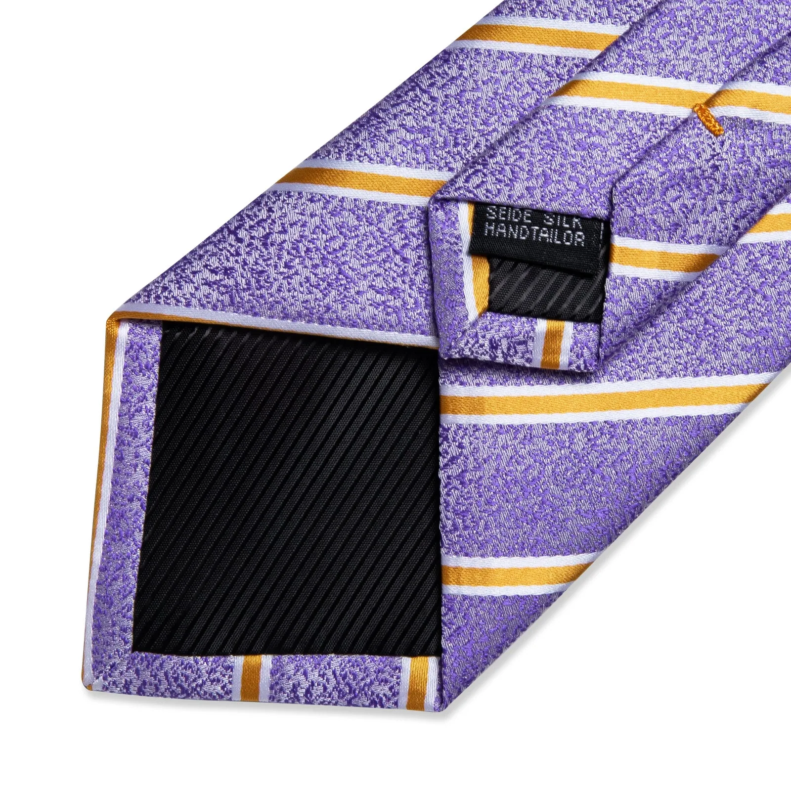 Purple Yellow Striped Silk Tie Pocket Square Cufflinks Set sold by Ties2You product image thumbnail 5