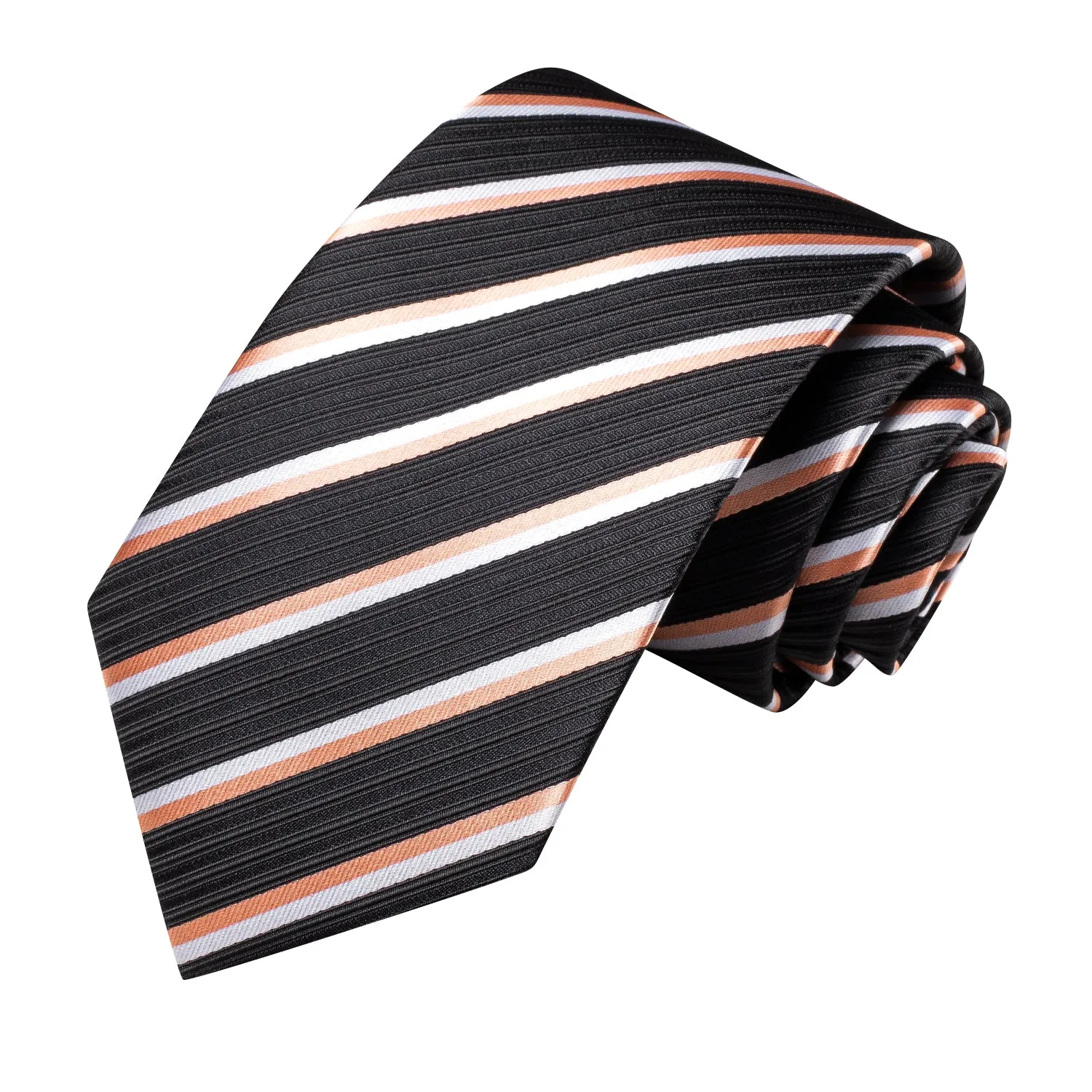 Black Pink Striped Tie Pocket Square Cufflinks Set sold by Ties2You product image thumbnail 3