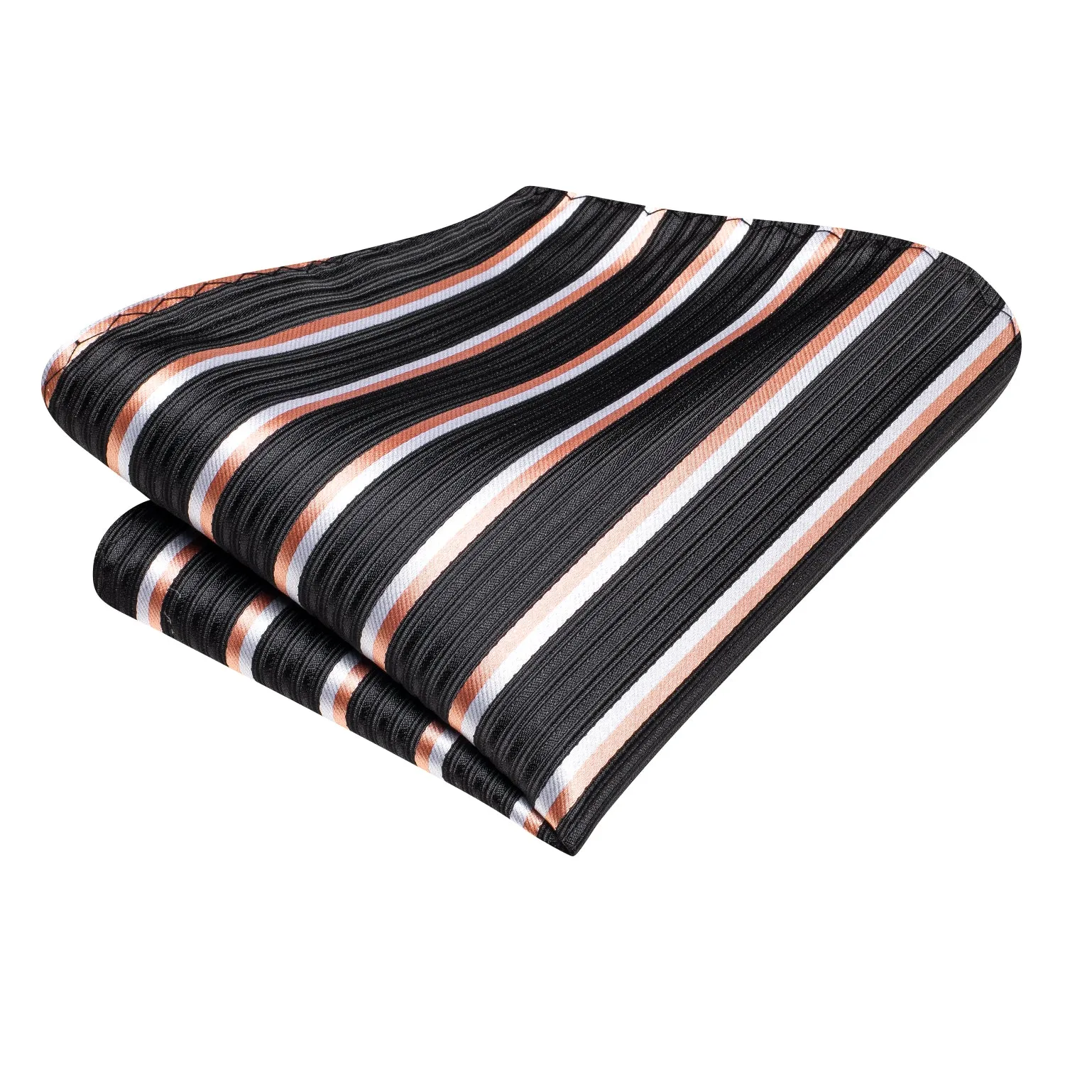 Black Pink Striped Tie Pocket Square Cufflinks Set sold by Ties2You product image thumbnail 4