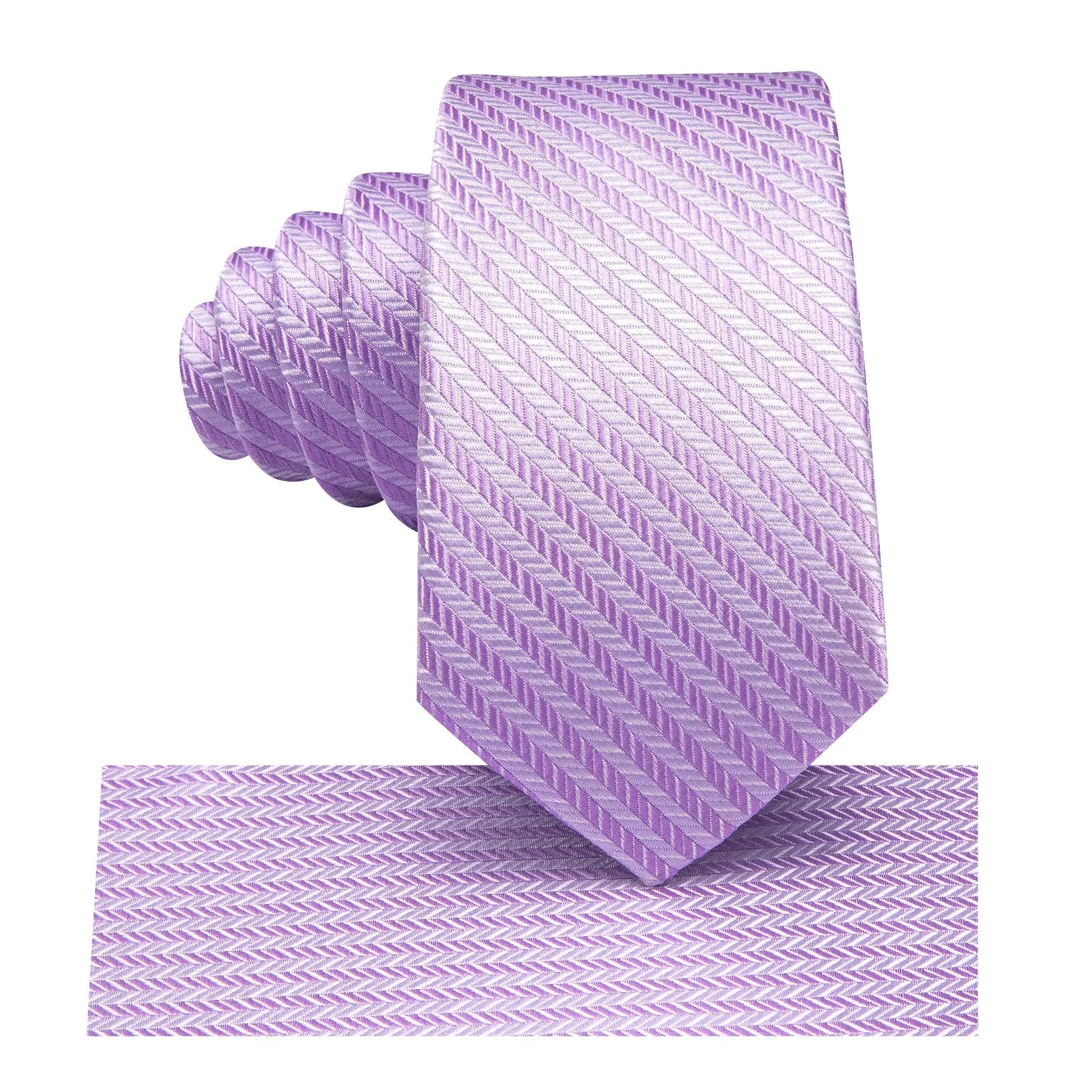 Light Purple Striped Tie Pocket Square Cufflinks Set sold by Ties2You product image thumbnail 3