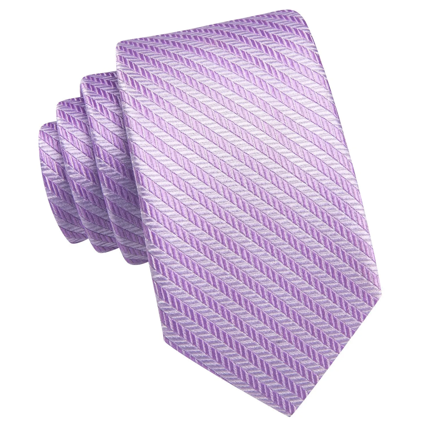 Light Purple Striped Tie Pocket Square Cufflinks Set sold by Ties2You product image thumbnail 4